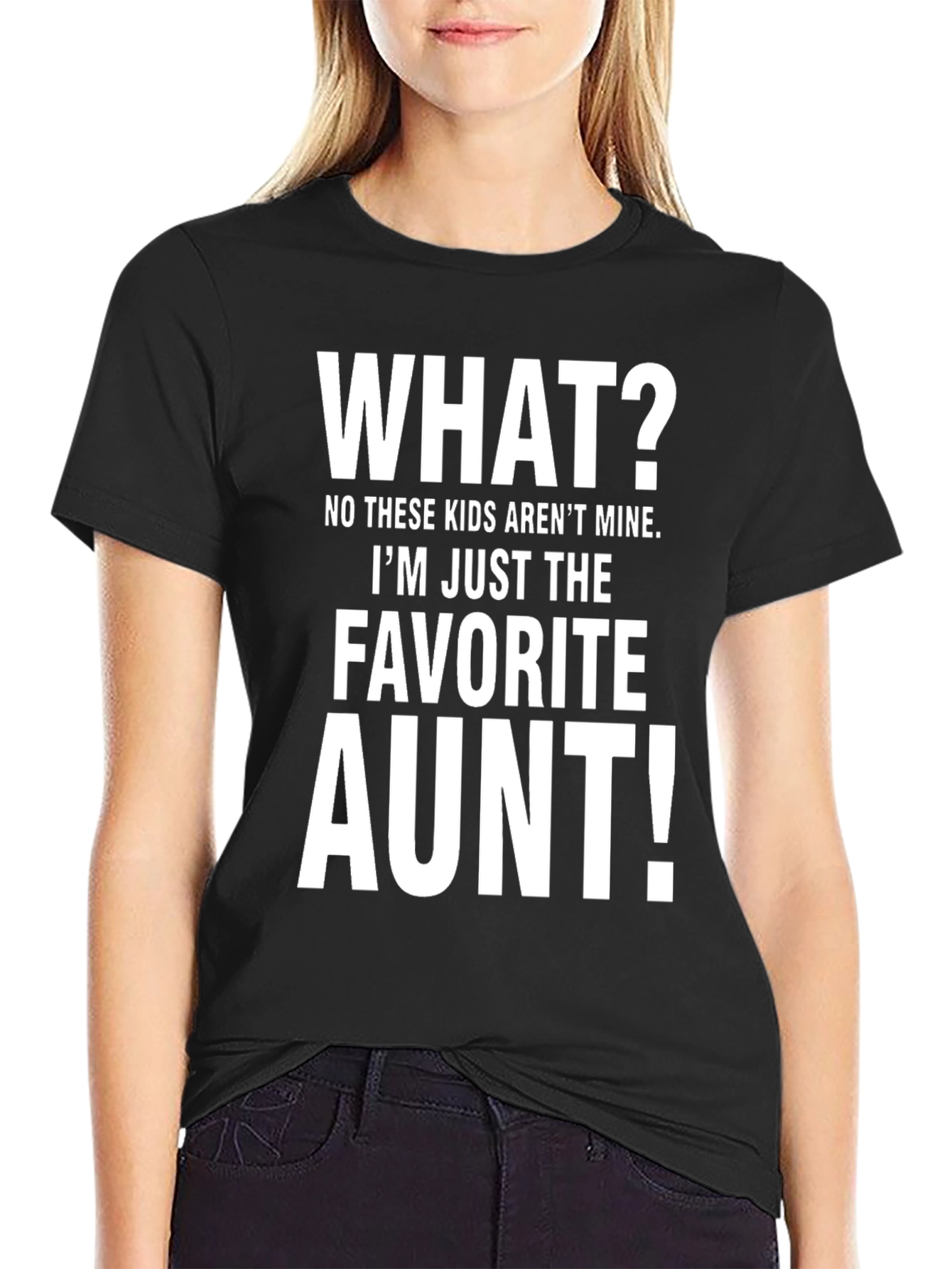 Black Favorite Aunt T-Shirt - Funny Auntie Tee view 2