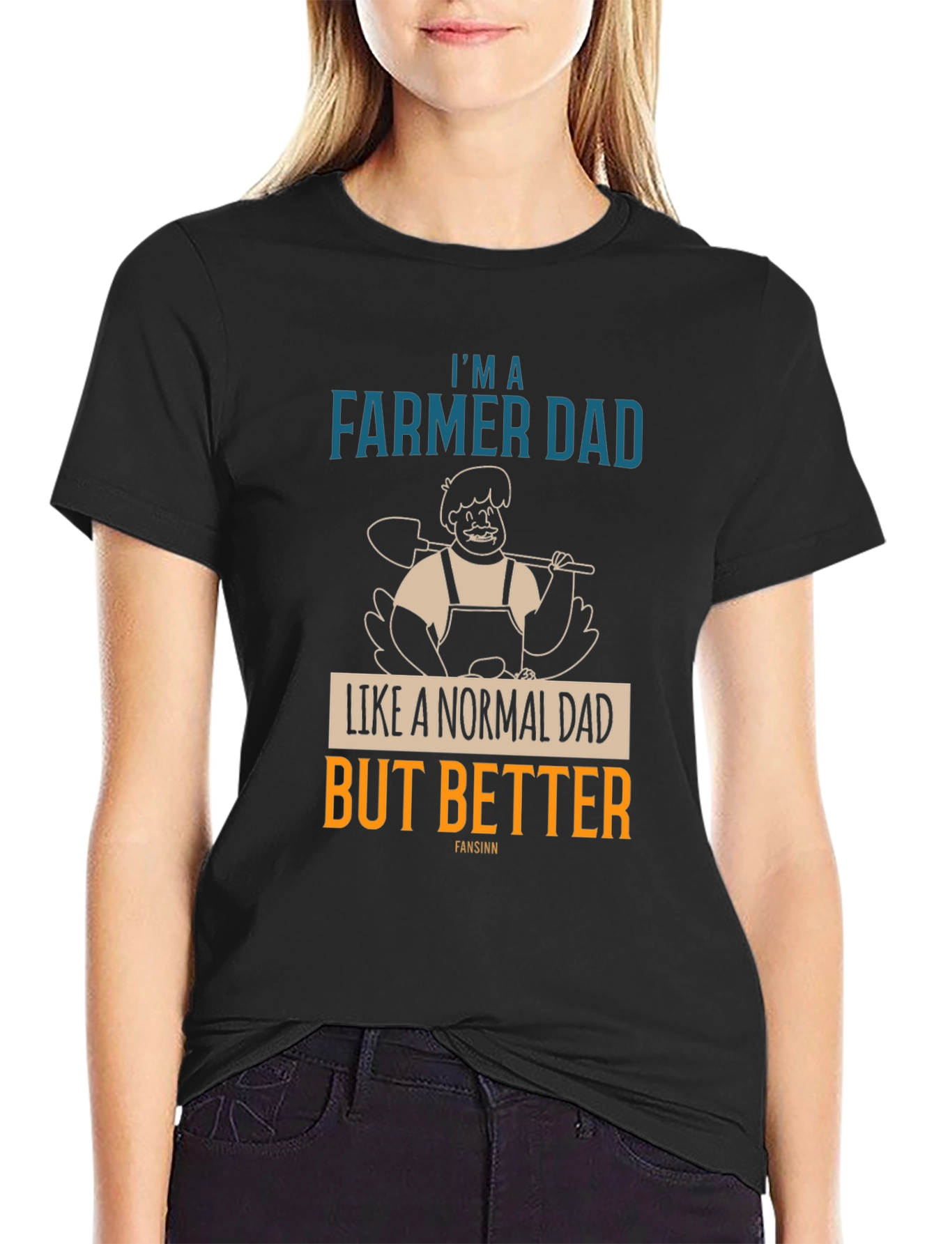 Black Farmer Dad T-Shirt - Like a Normal Dad But Better view 2