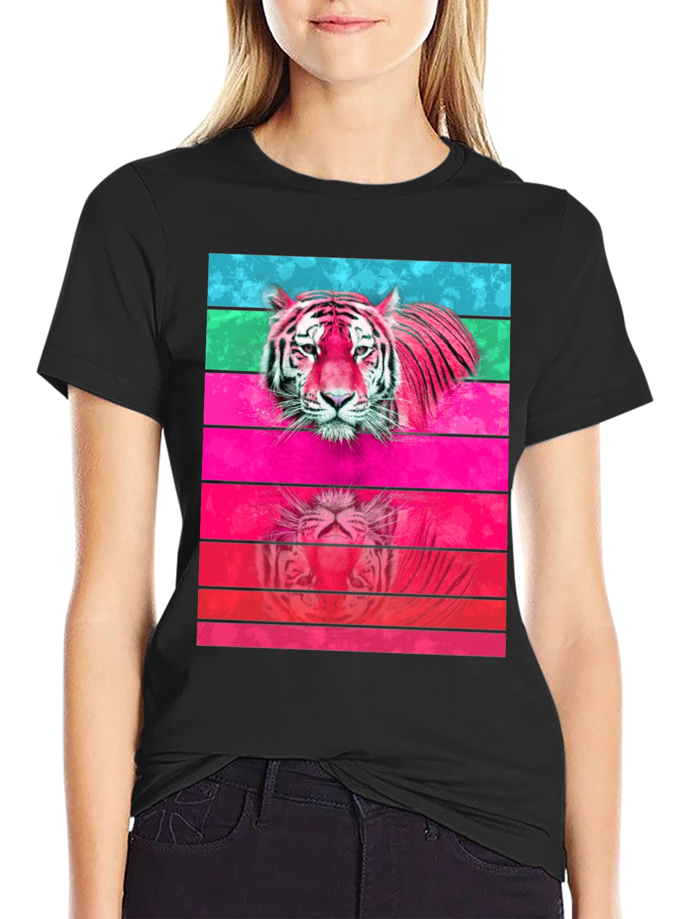 Black Retro Tiger Graphic Tee view 2