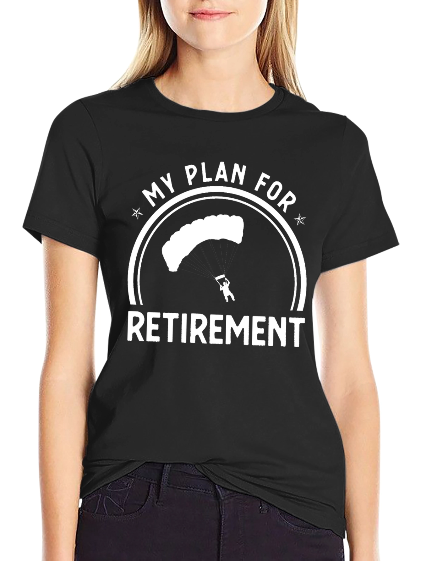 Black Skydiving Retirement Plan Graphic Tee - Black view 2