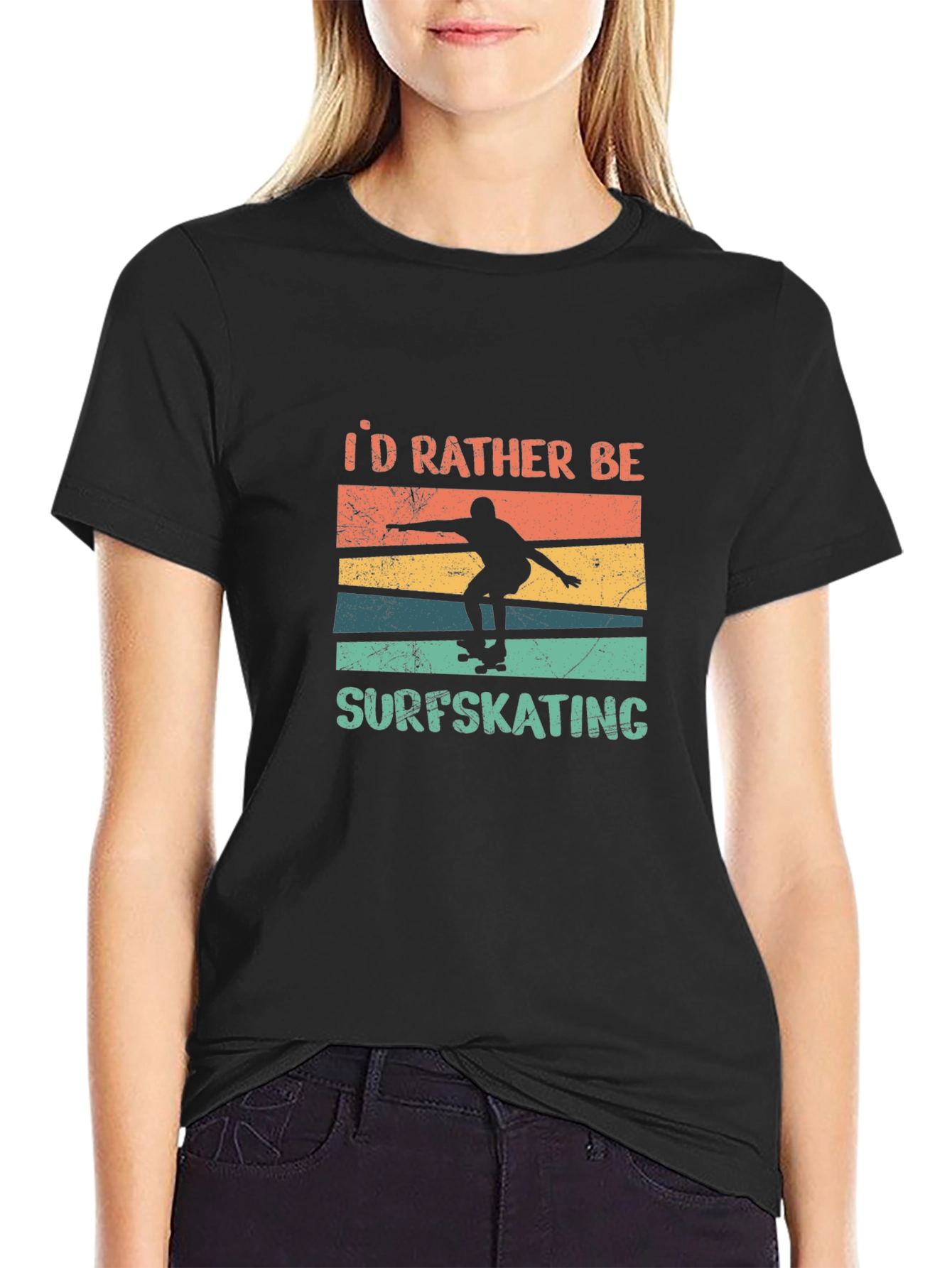 Black Surfskating Retro Graphic Tee view 2