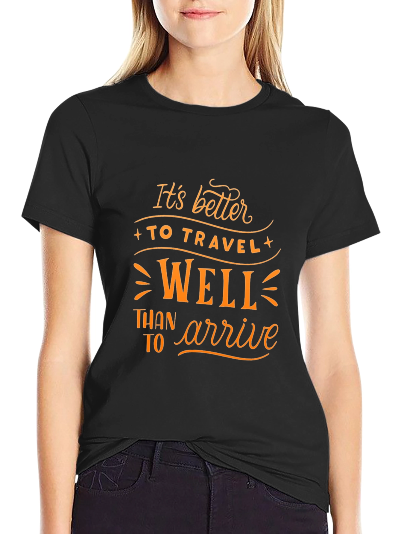 Black Travel Well T-Shirt - Inspiring Adventure Tee view 2