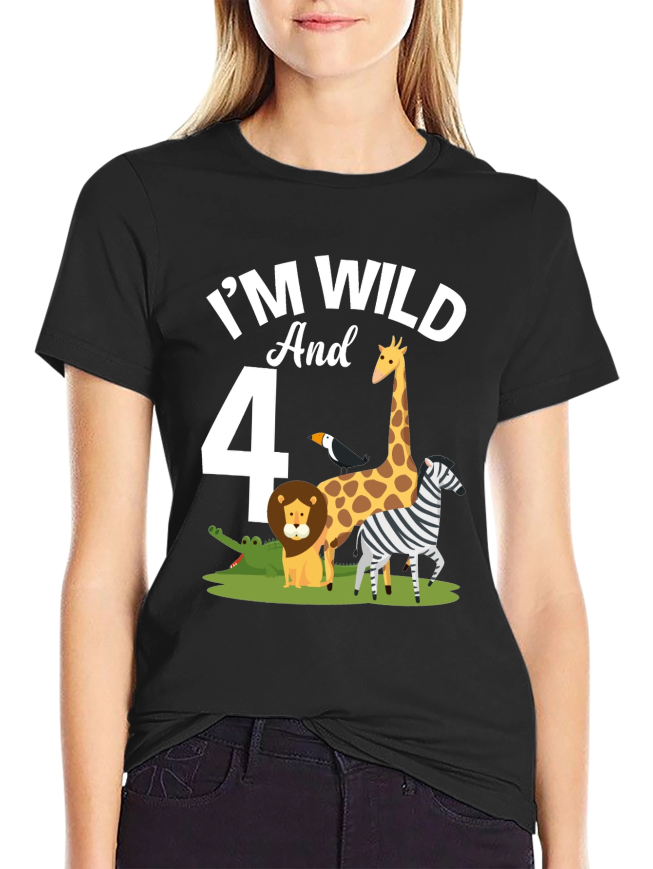 Black I'm Wild and 4 T-Shirt view 2