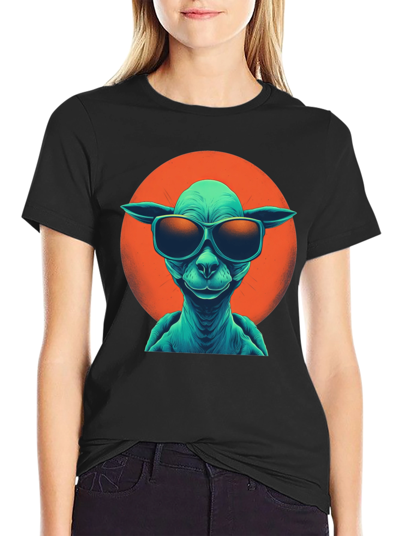 Black Cool Alien Graphic T-Shirt view 2