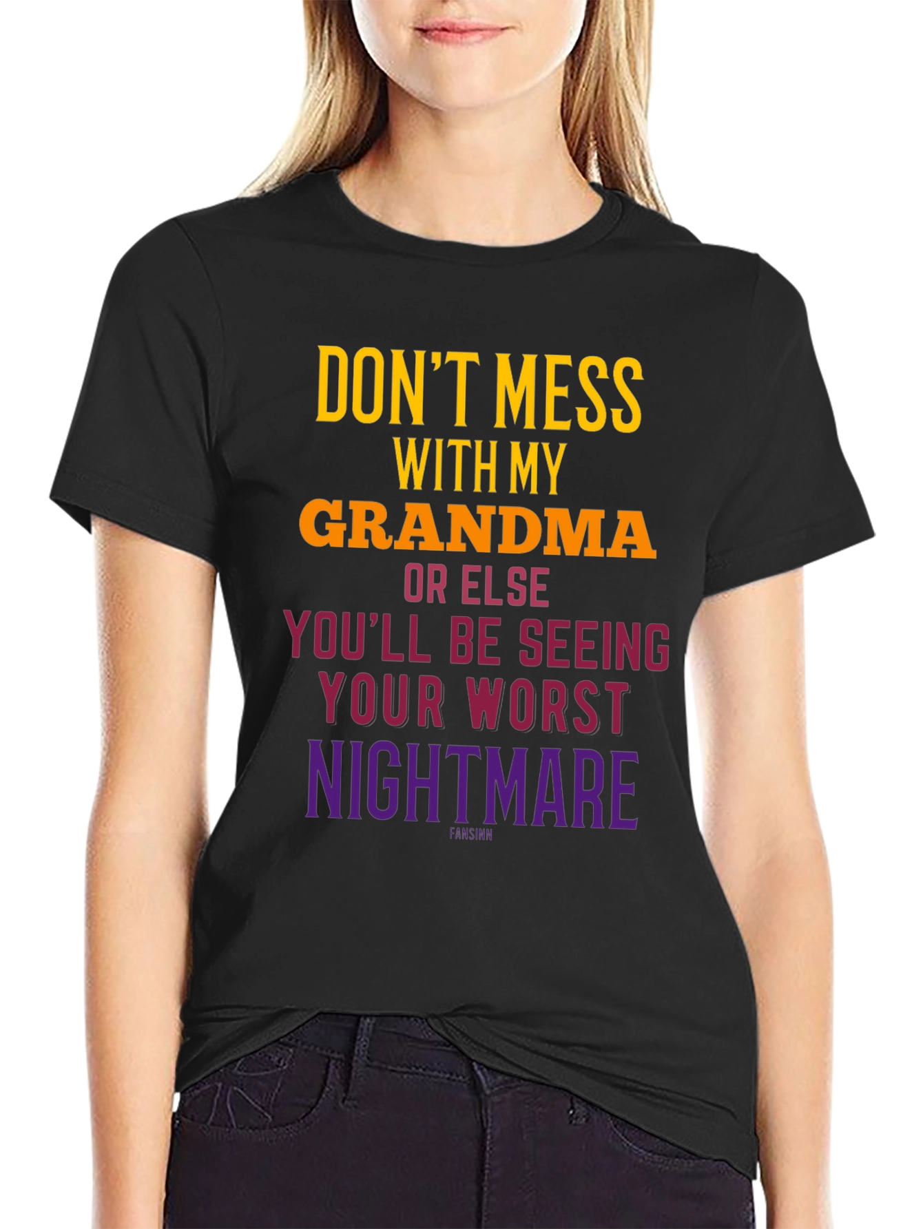 Black Don't Mess With Grandma T-Shirt view 2