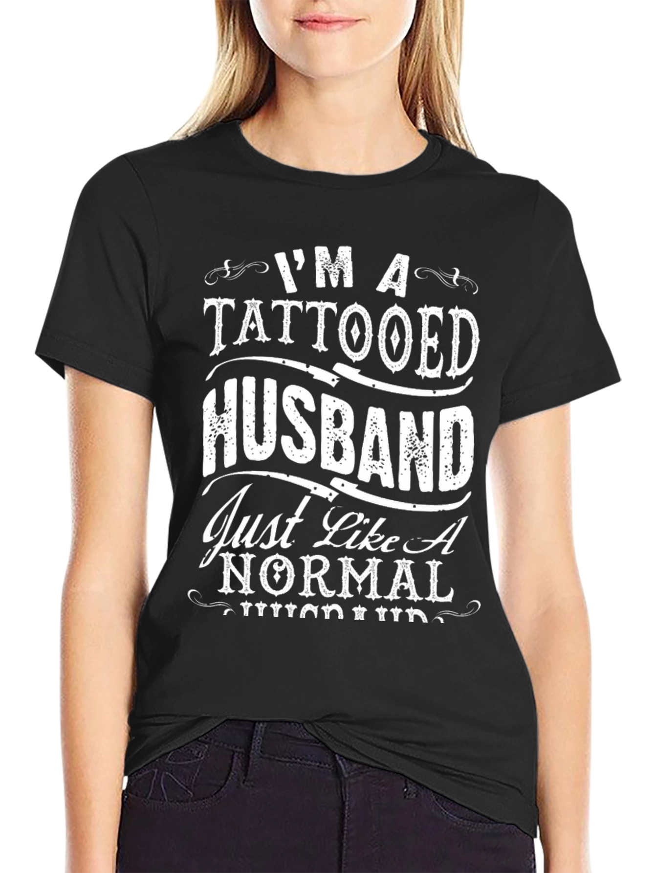 Black Tattooed Husband Graphic Tee - Funny Husband Gift view 2