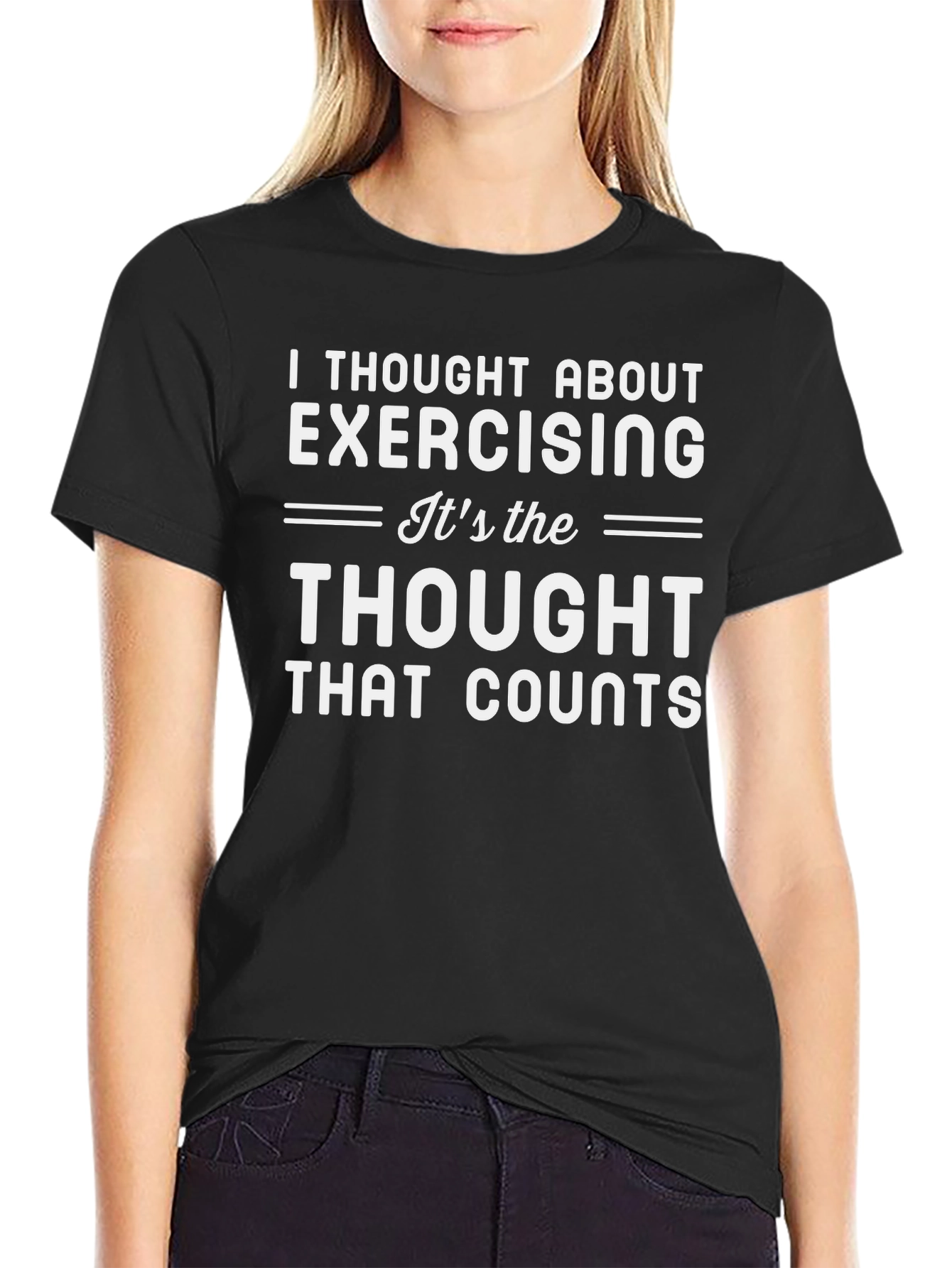 Black Funny Exercise Thought T-Shirt view 2