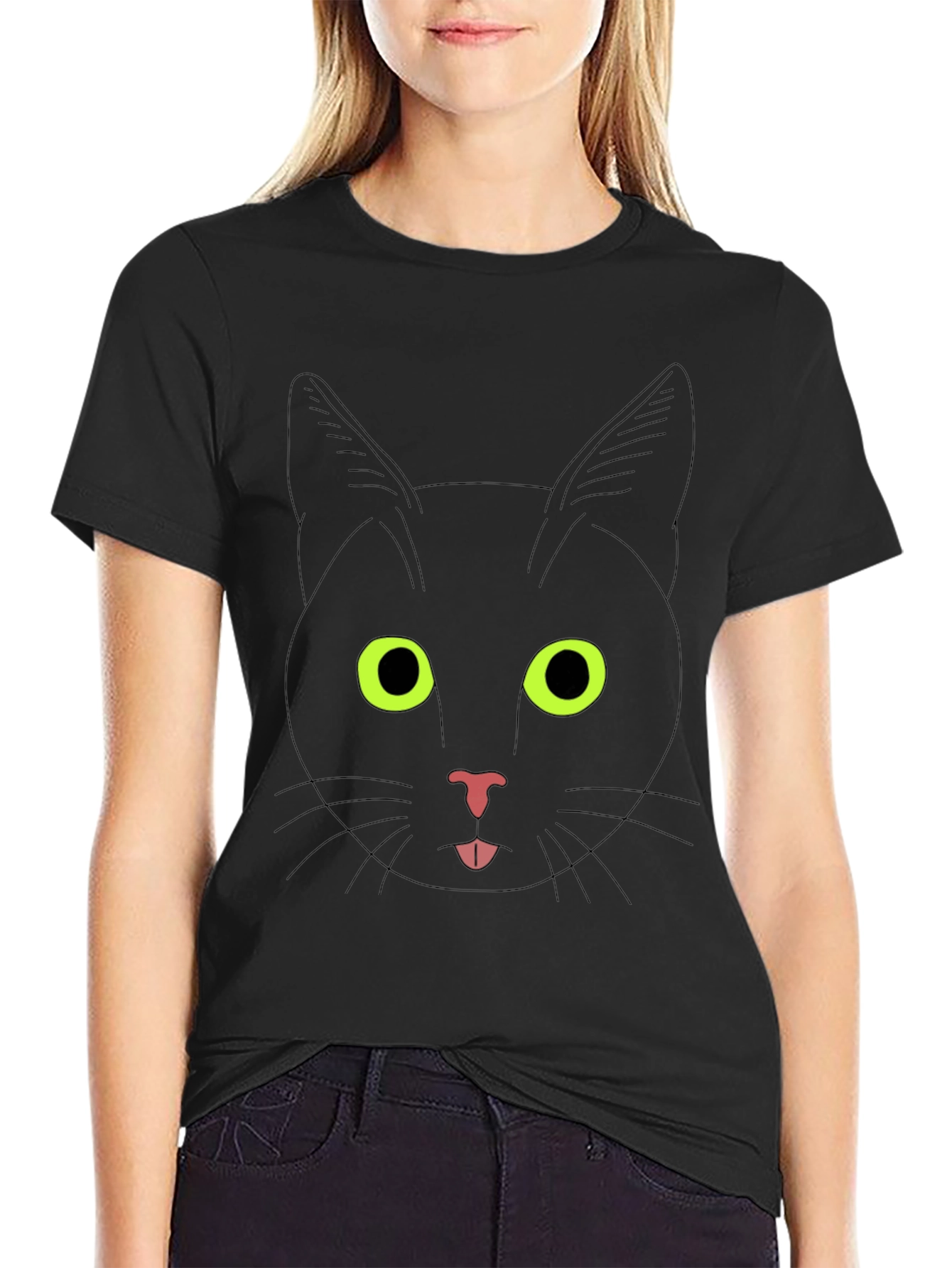 Black Black Cat Graphic T-Shirt view 2
