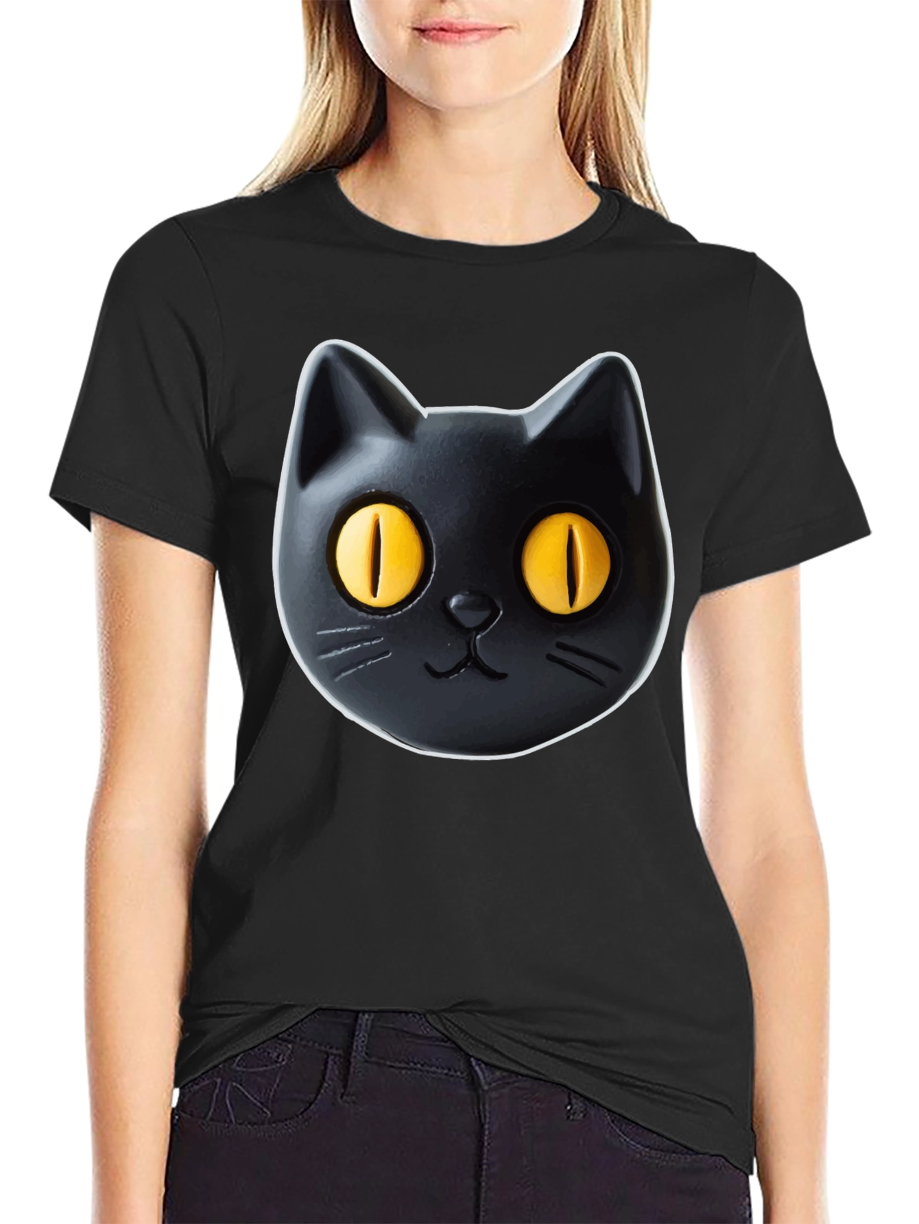 Black Black Cat Graphic Tee - Fun & Stylish! view 2