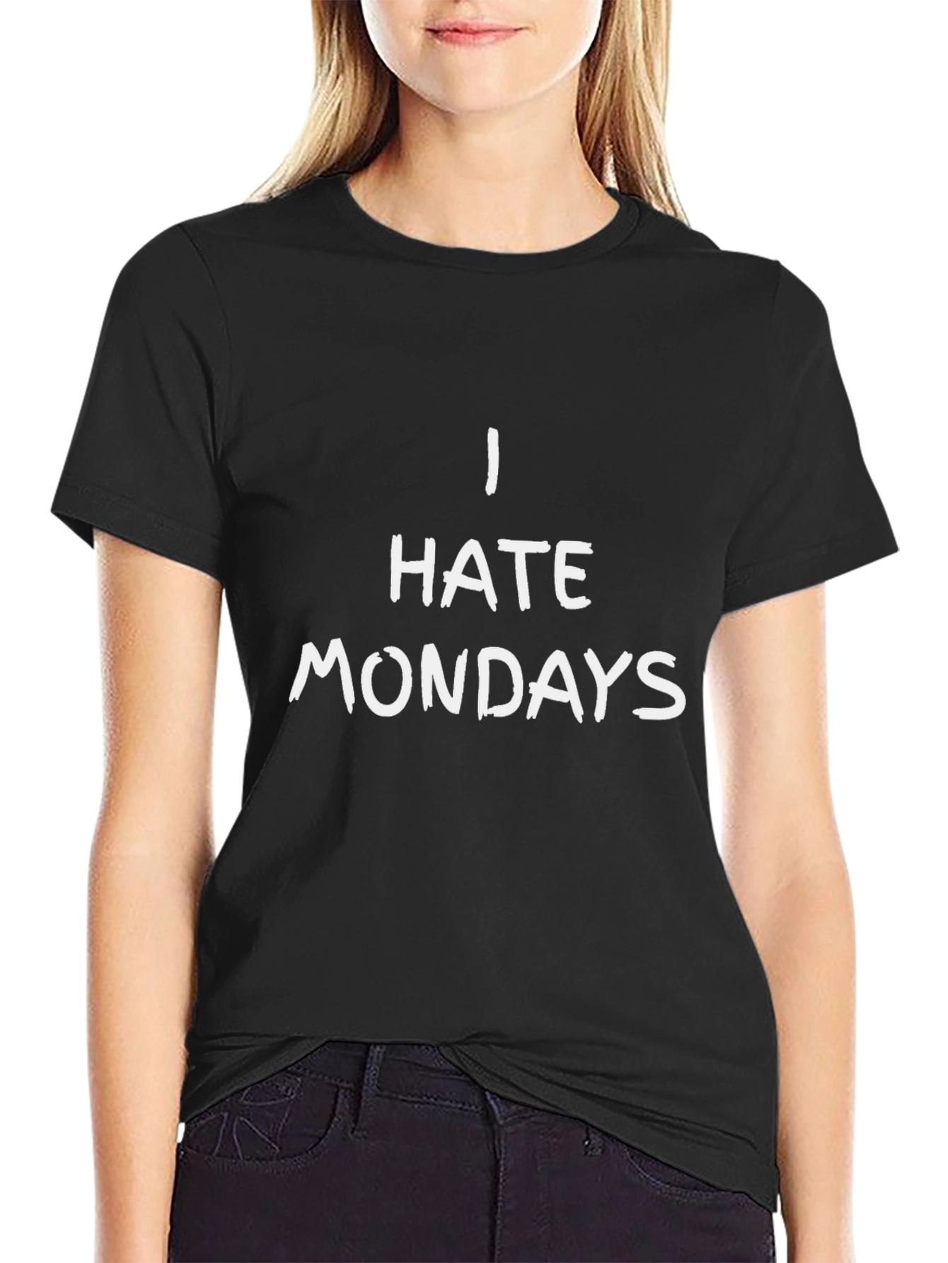 Black I Hate Mondays Graphic T-Shirt - Black Casual Tee view 2