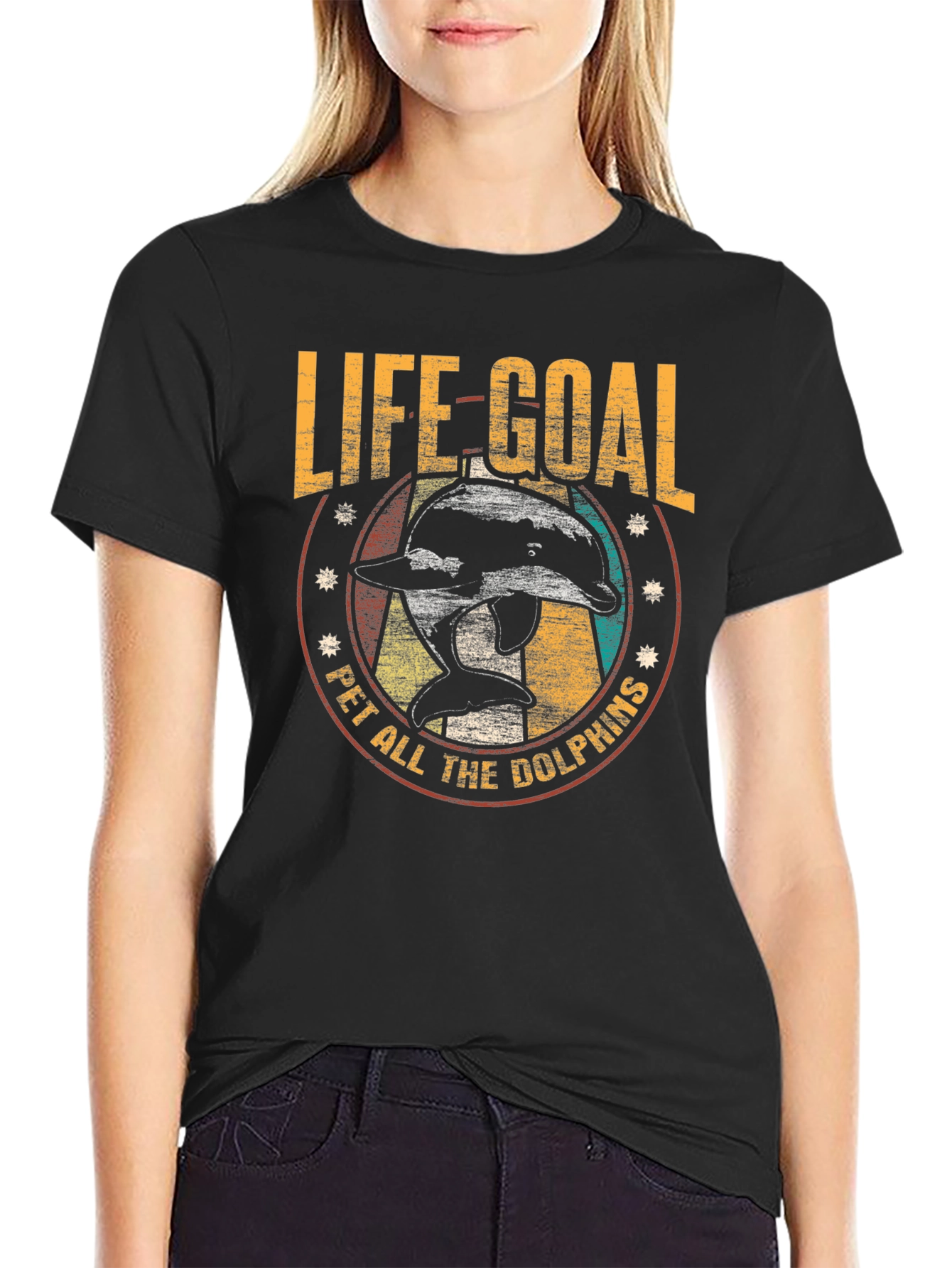Black Life Goal Pet All The Dolphins T-Shirt view 2