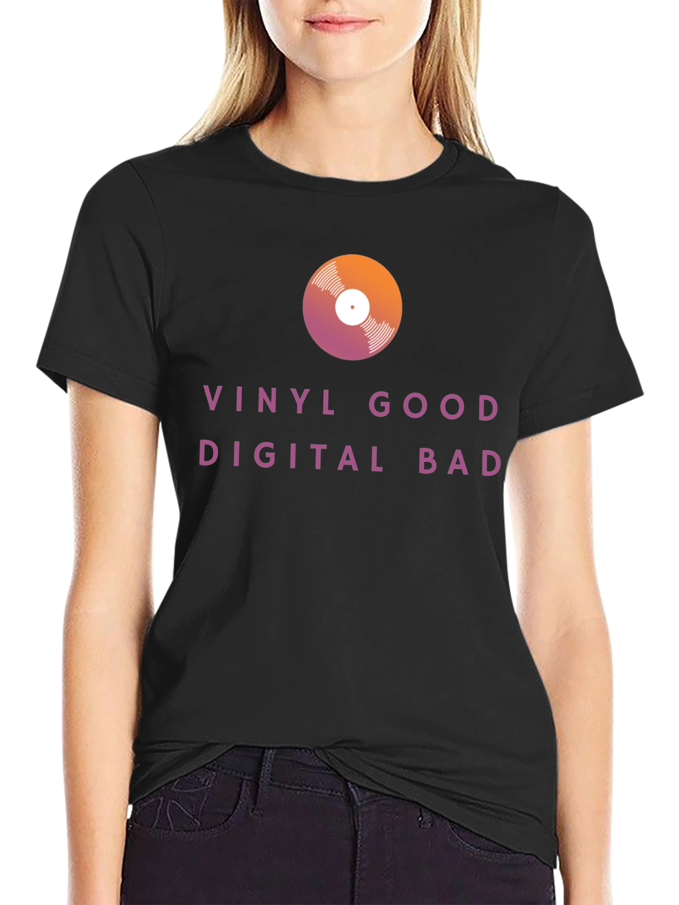 Black Vinyl Good Digital Bad Graphic Tee view 2