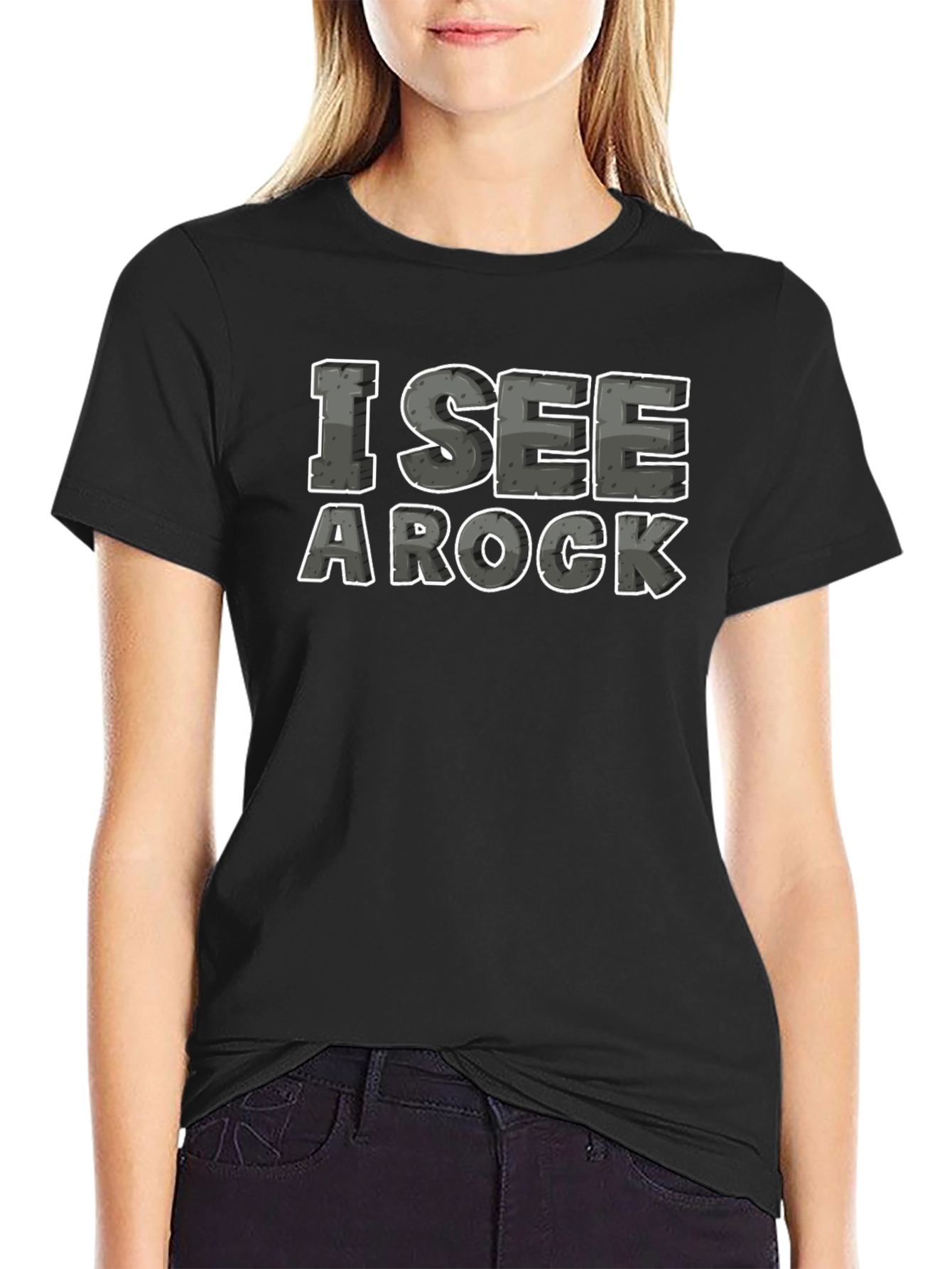Black I See A Rock T-Shirt Funny Geology Geologist Humor Tee view 2
