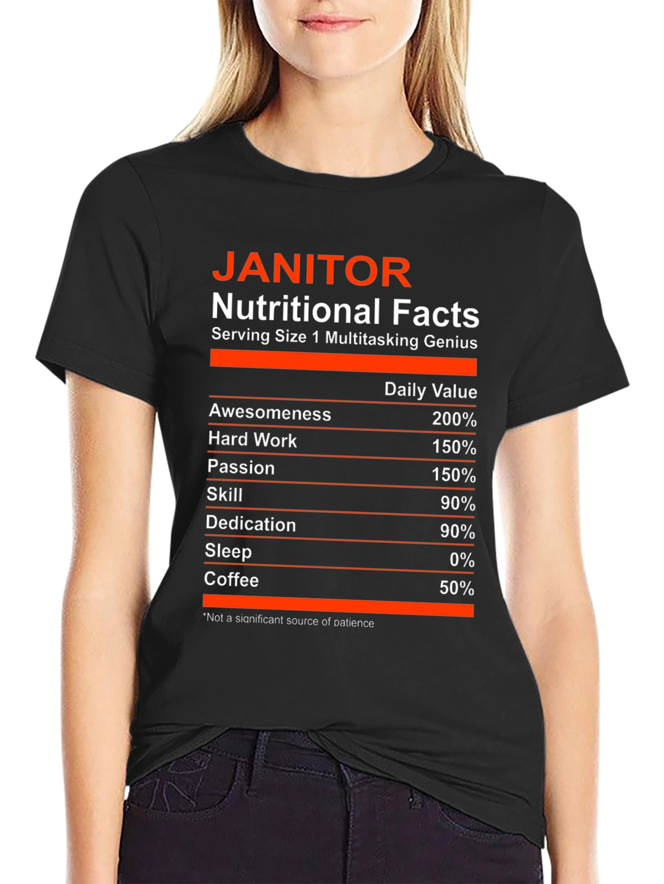 Black Janitor Nutritional Facts T-Shirt Funny Cleaning Crew Tee view 2