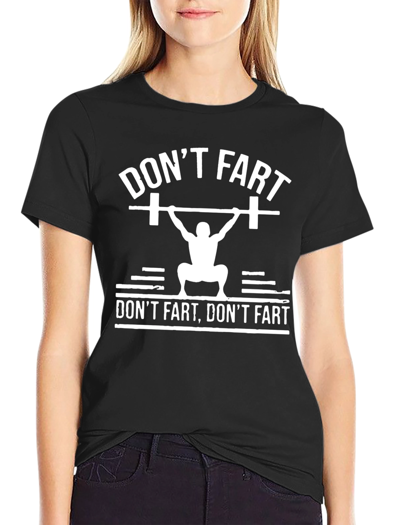 Black Don't Fart Gym T-Shirt - Weightlifting Funny Tee view 2