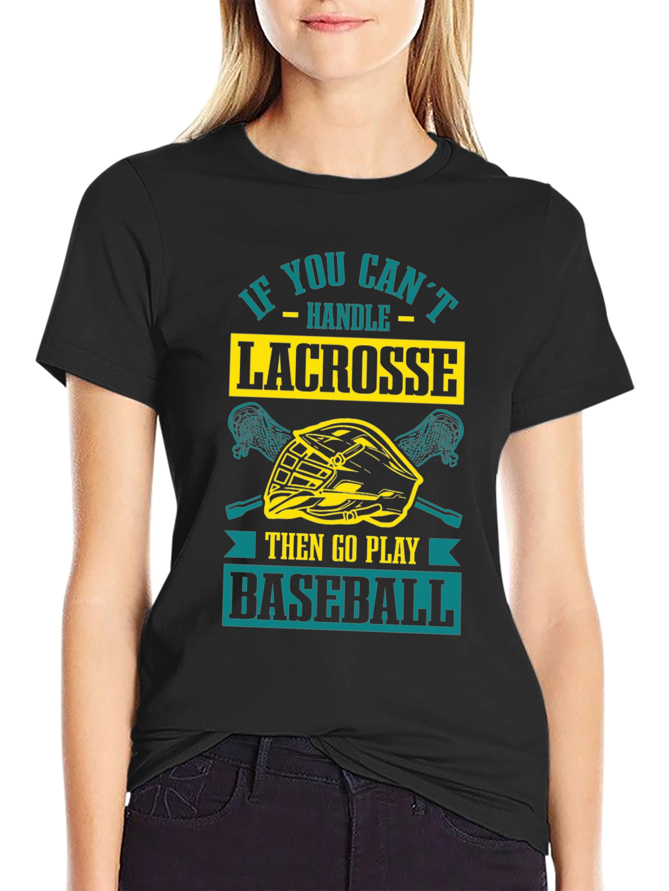 Black Lacrosse vs. Baseball Graphic Tee view 2