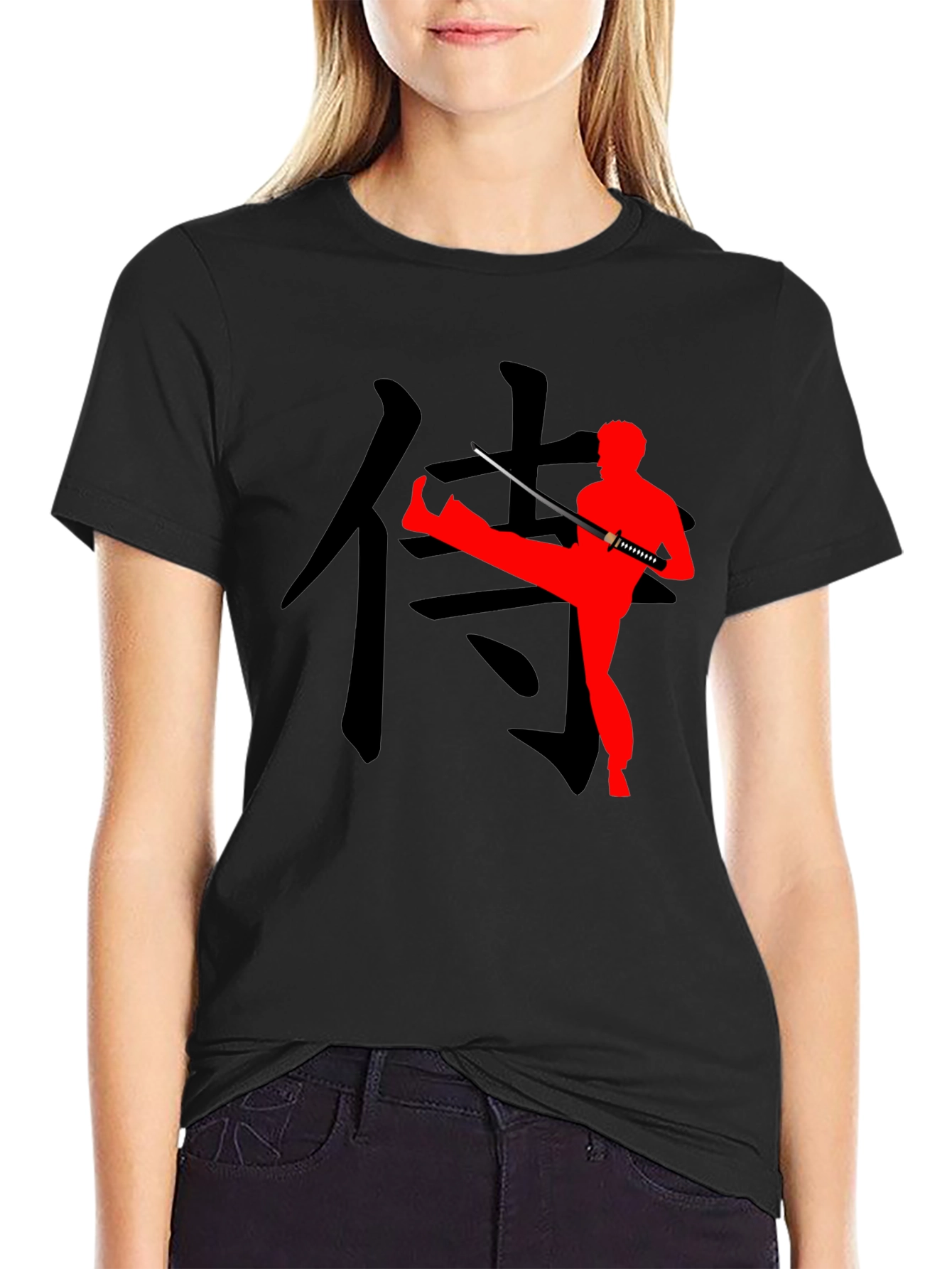 Black Samurai Warrior Graphic Tee view 2