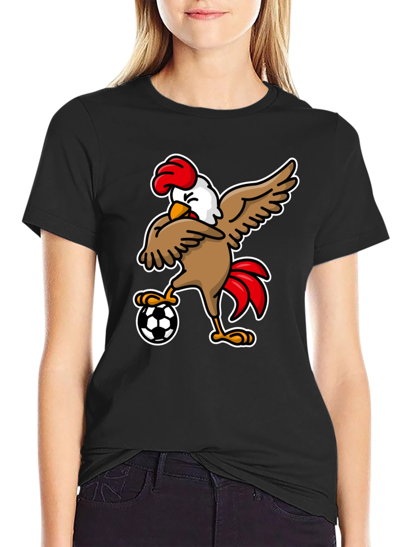 Black Chicken Soccer T-Shirt - Black view 2