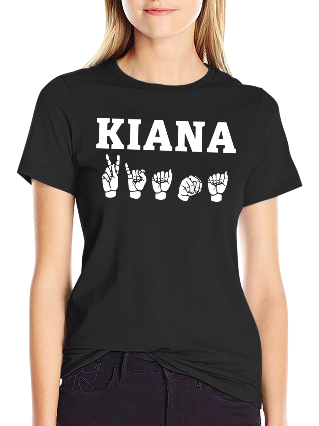 Black KIANA Sign Language T-Shirt - Black Unisex Tee view 2