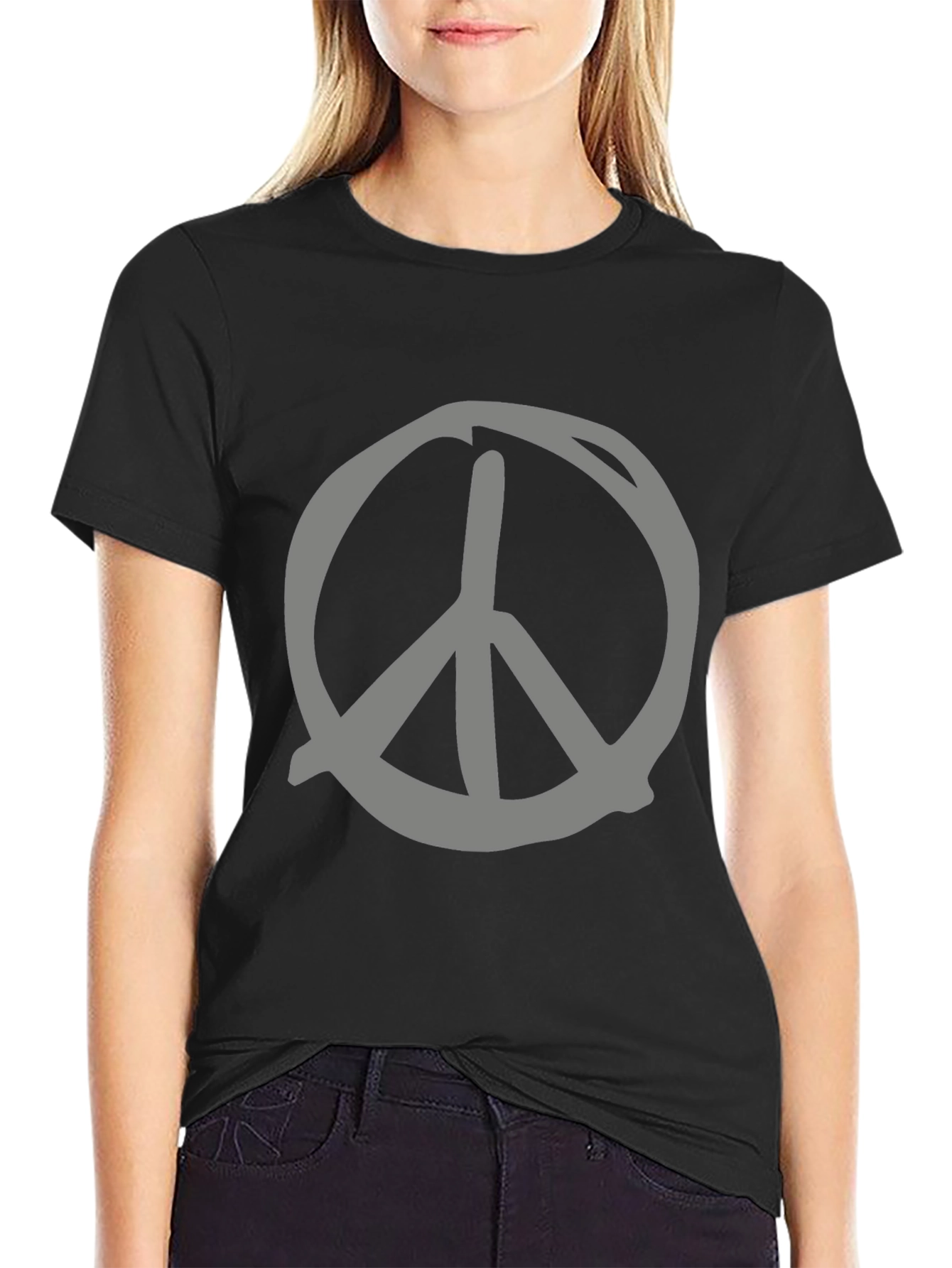 Black Peace Sign T-Shirt - Casual Comfort view 2