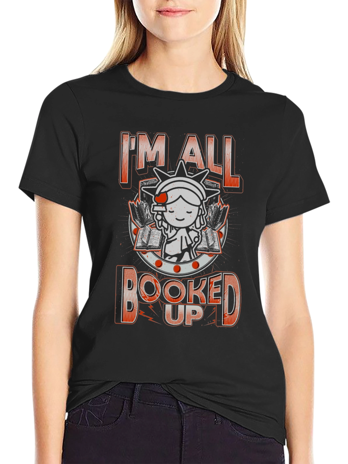Black I'm All Booked Up T-Shirt - Book Lover Tee view 2