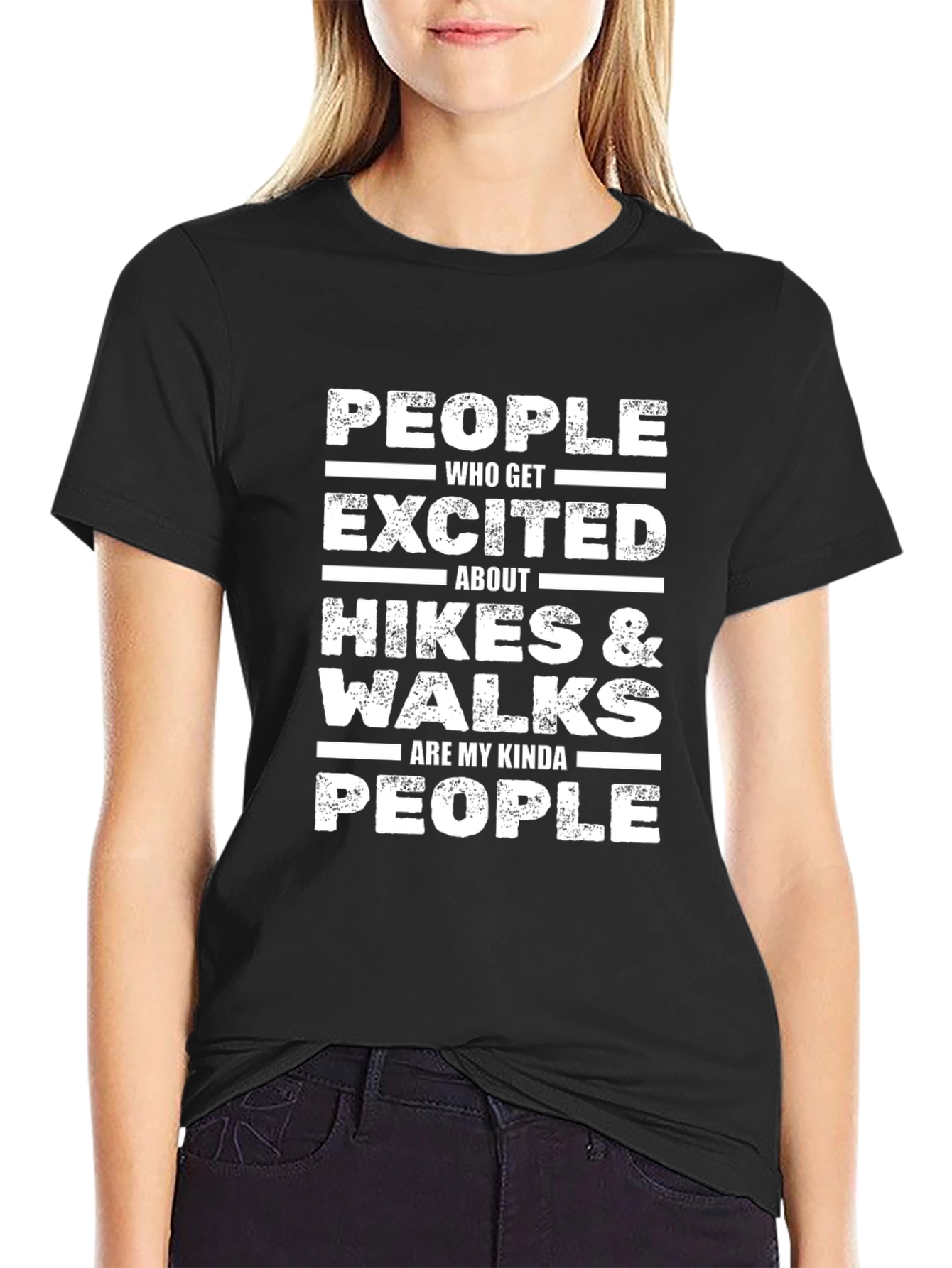 Black Hiking & Walks T-Shirt: People Who Get Excited! view 2