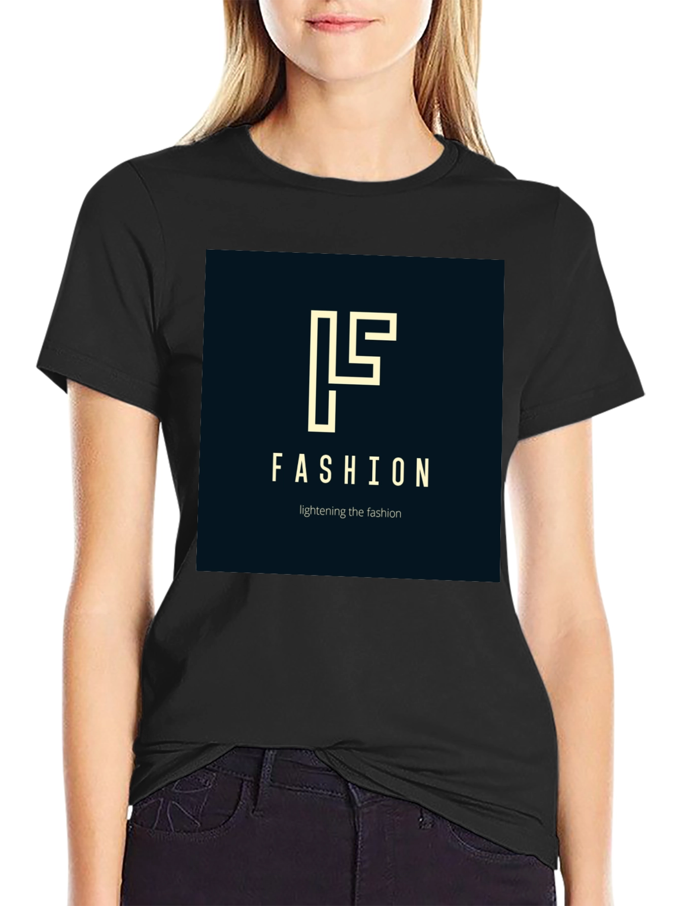Black Fashion Logo Black T-Shirt - Stylish Modern Design view 2