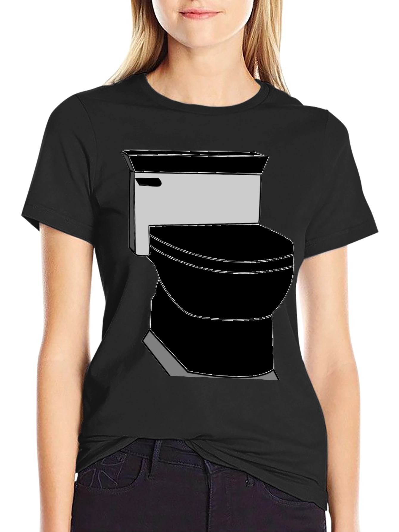 Black Toilet Graphic Tee - Black Novelty T-Shirt view 2