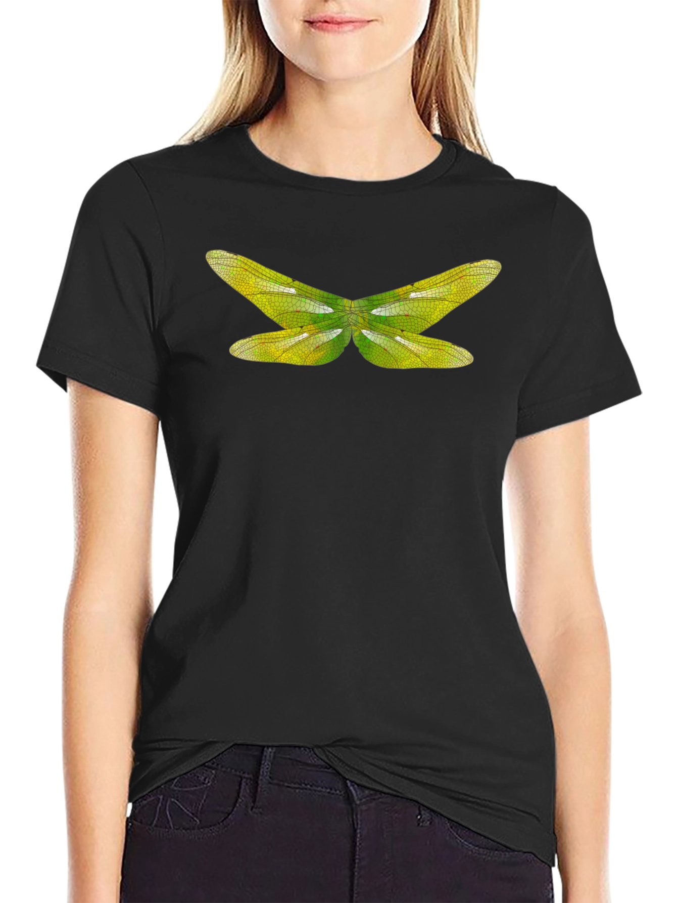 Black Dragonfly Wings Graphic Tee - Nature Lover's T-Shirt view 2