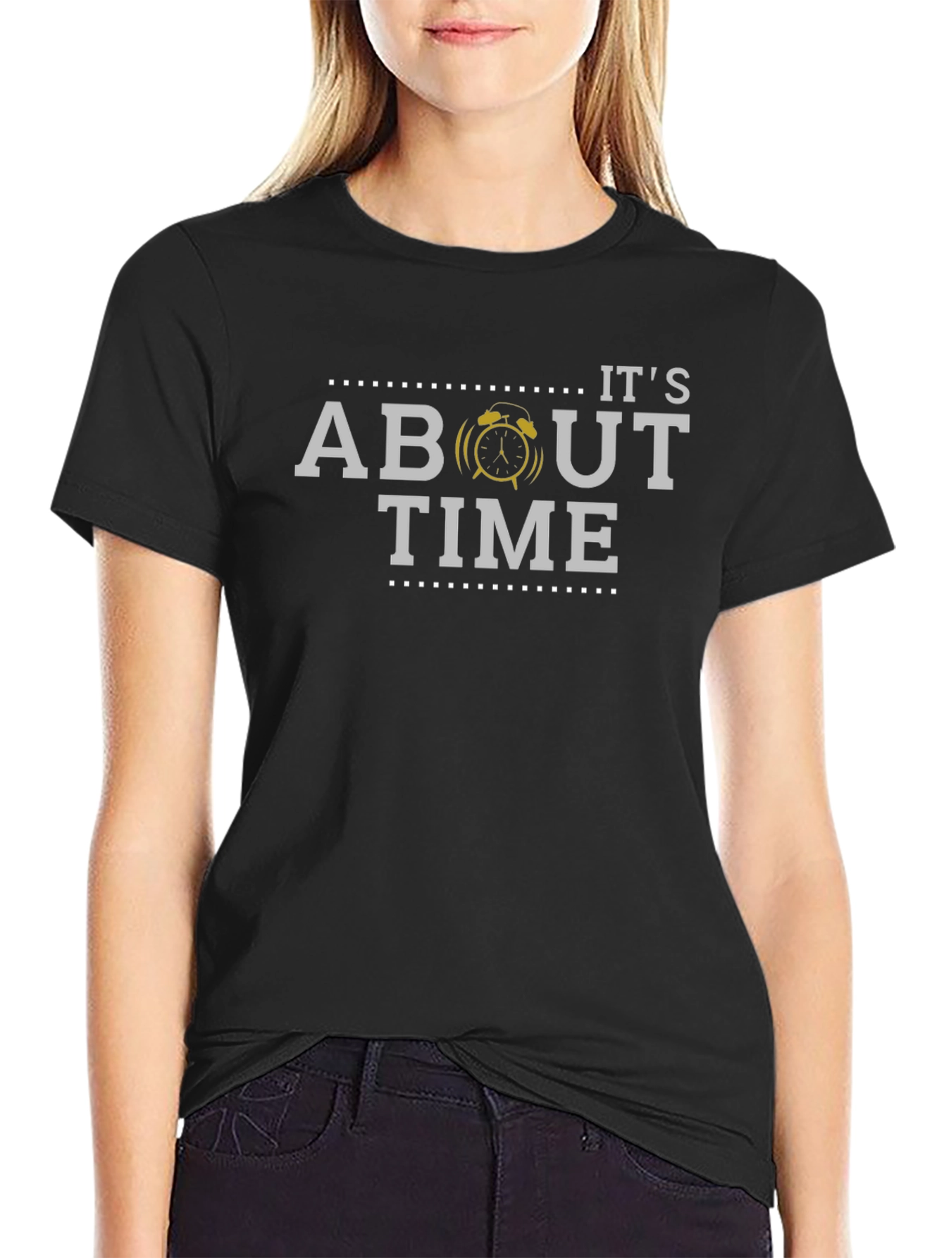 Black It's About Time Graphic Tee - Black Cotton Blend view 2