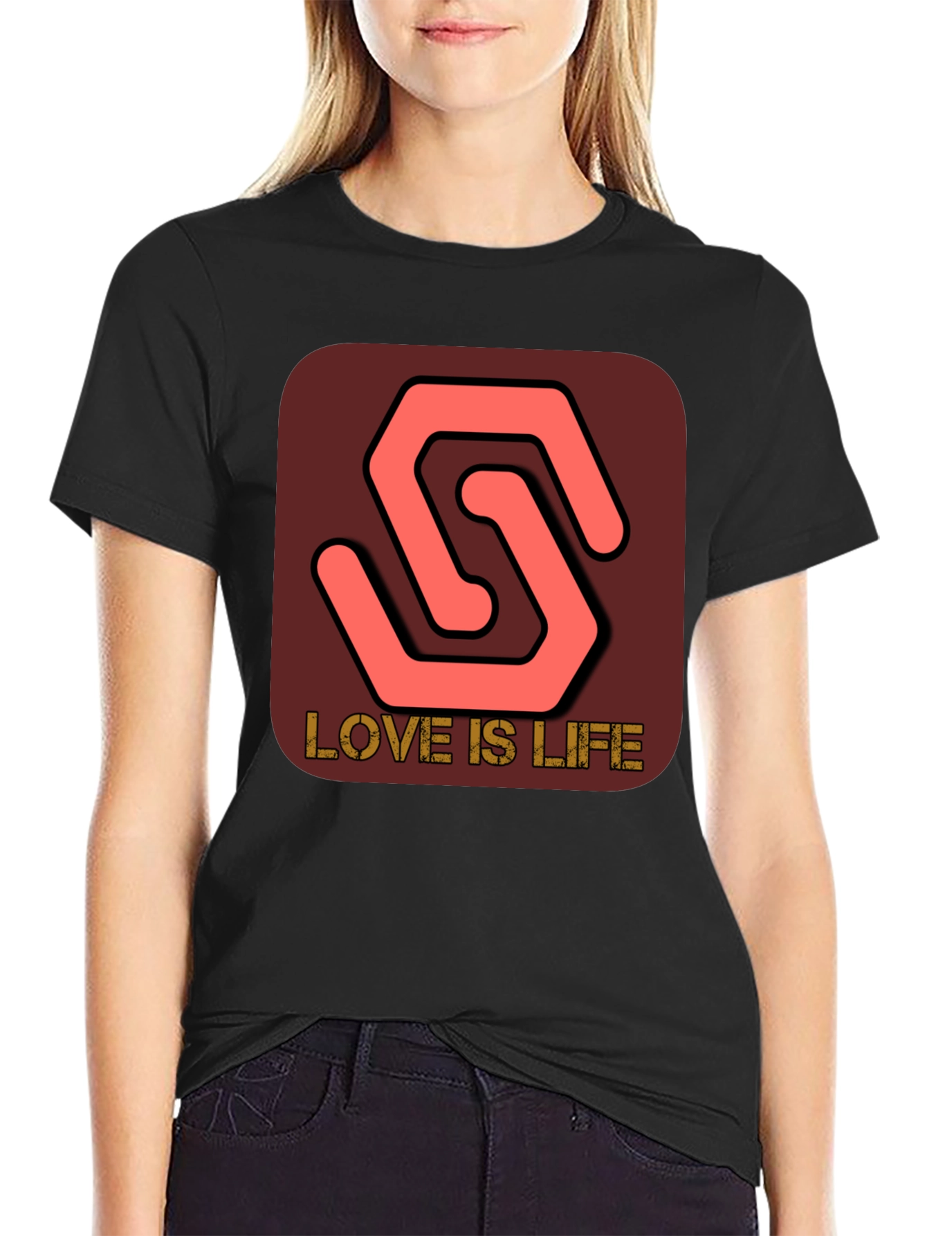 Black Love Is Life Stylish Graphic Tee - Black view 2