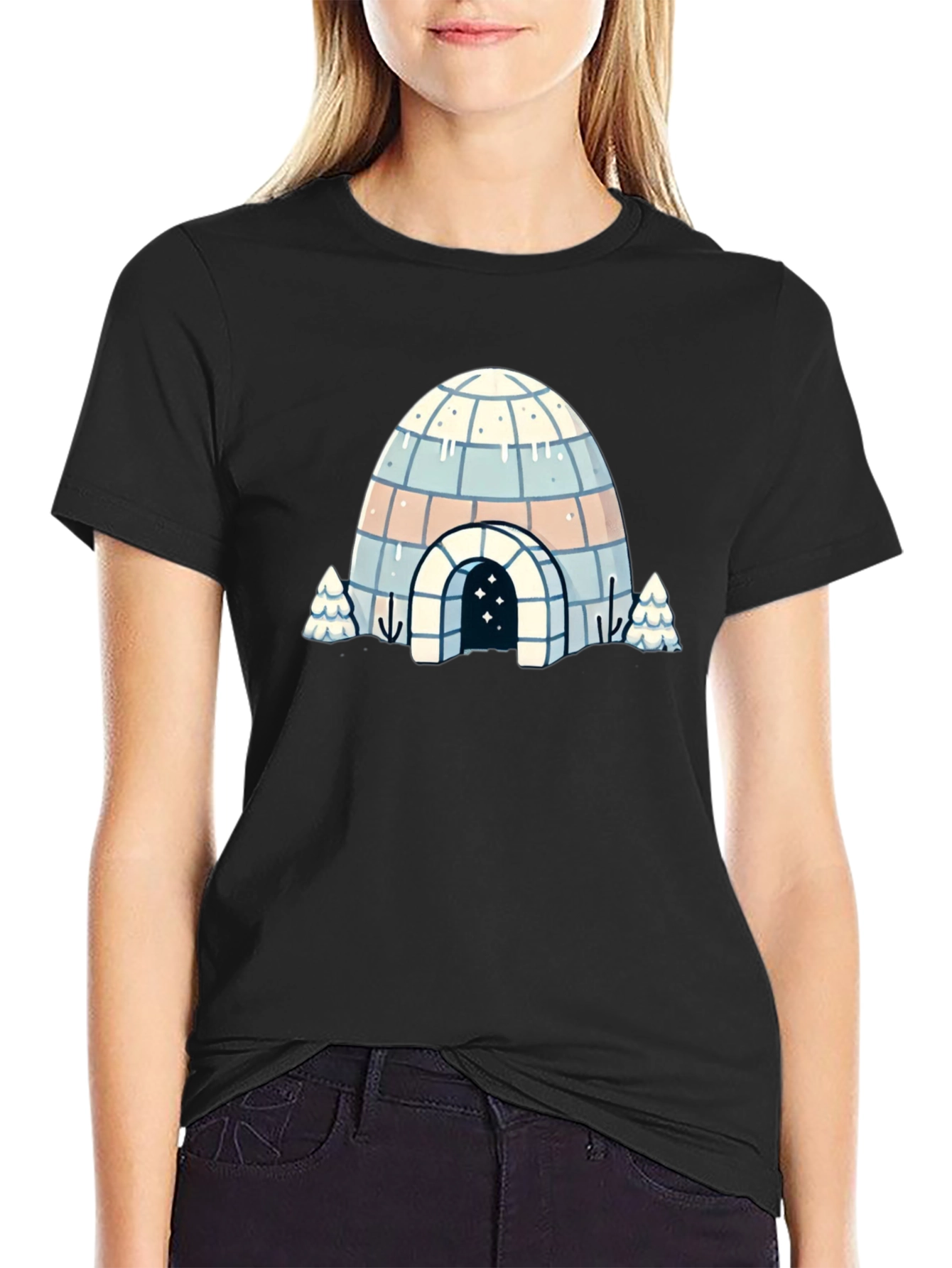 Black Igloo Graphic Tee - Cool Winter Design view 2