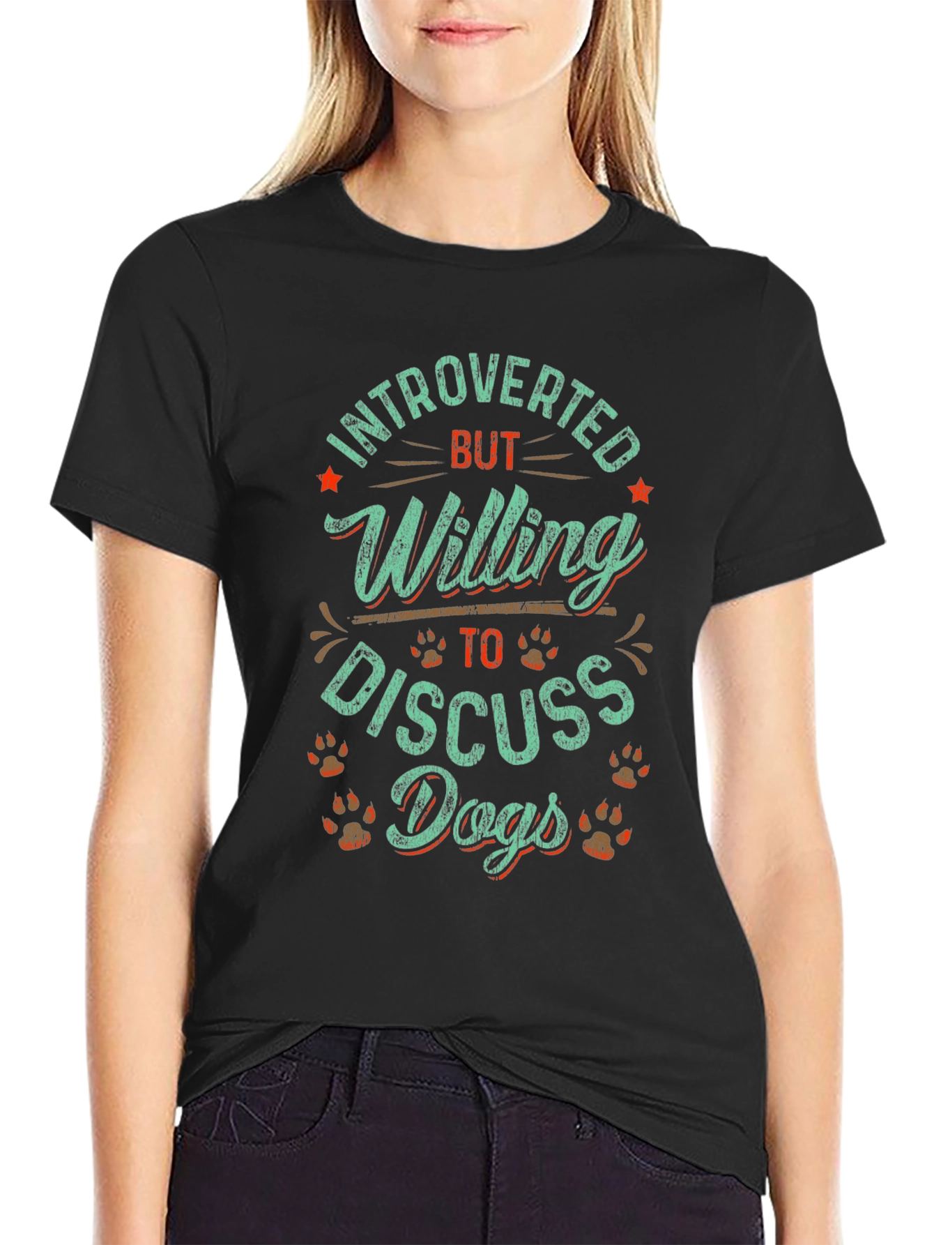 Black Introverted Dog Lover Graphic Tee - Unisex Black T-Shirt view 2