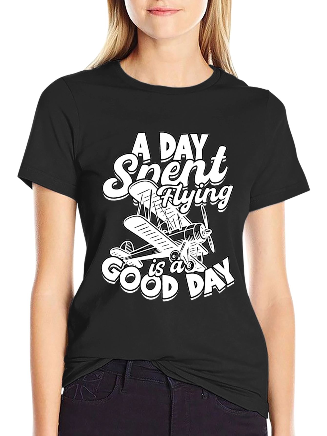 Black Flying Enthusiast T-Shirt - A Good Day view 2