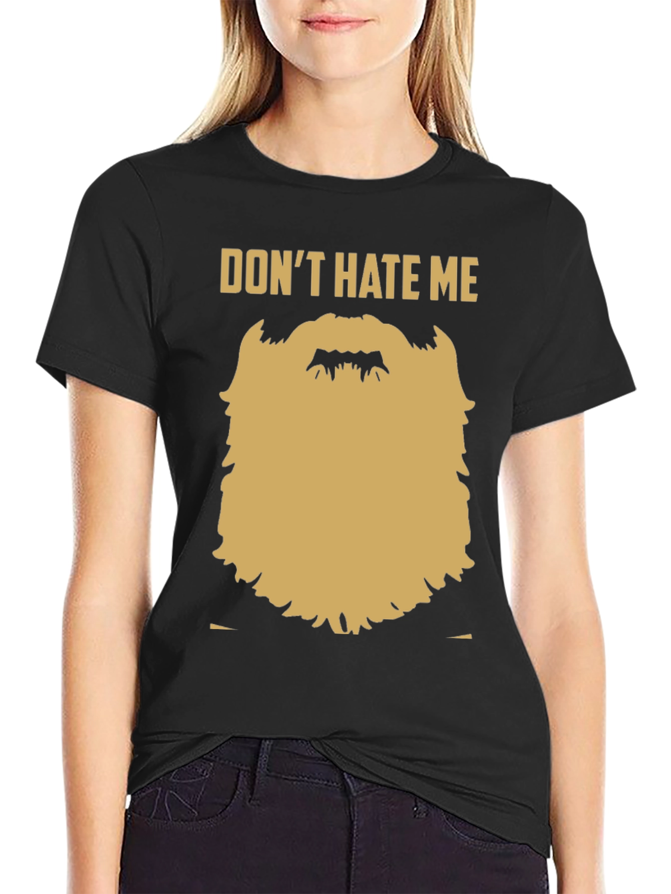 Black Funny Beard Graphic T-Shirt - Don't Hate Me view 2