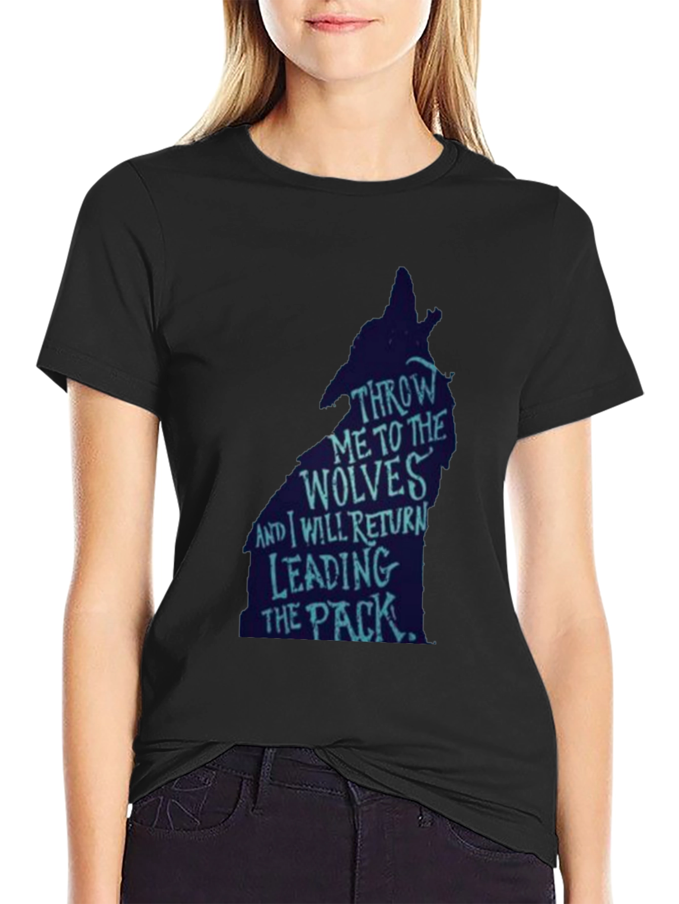 Black Wolf Pack Leader Graphic Tee - Black view 2
