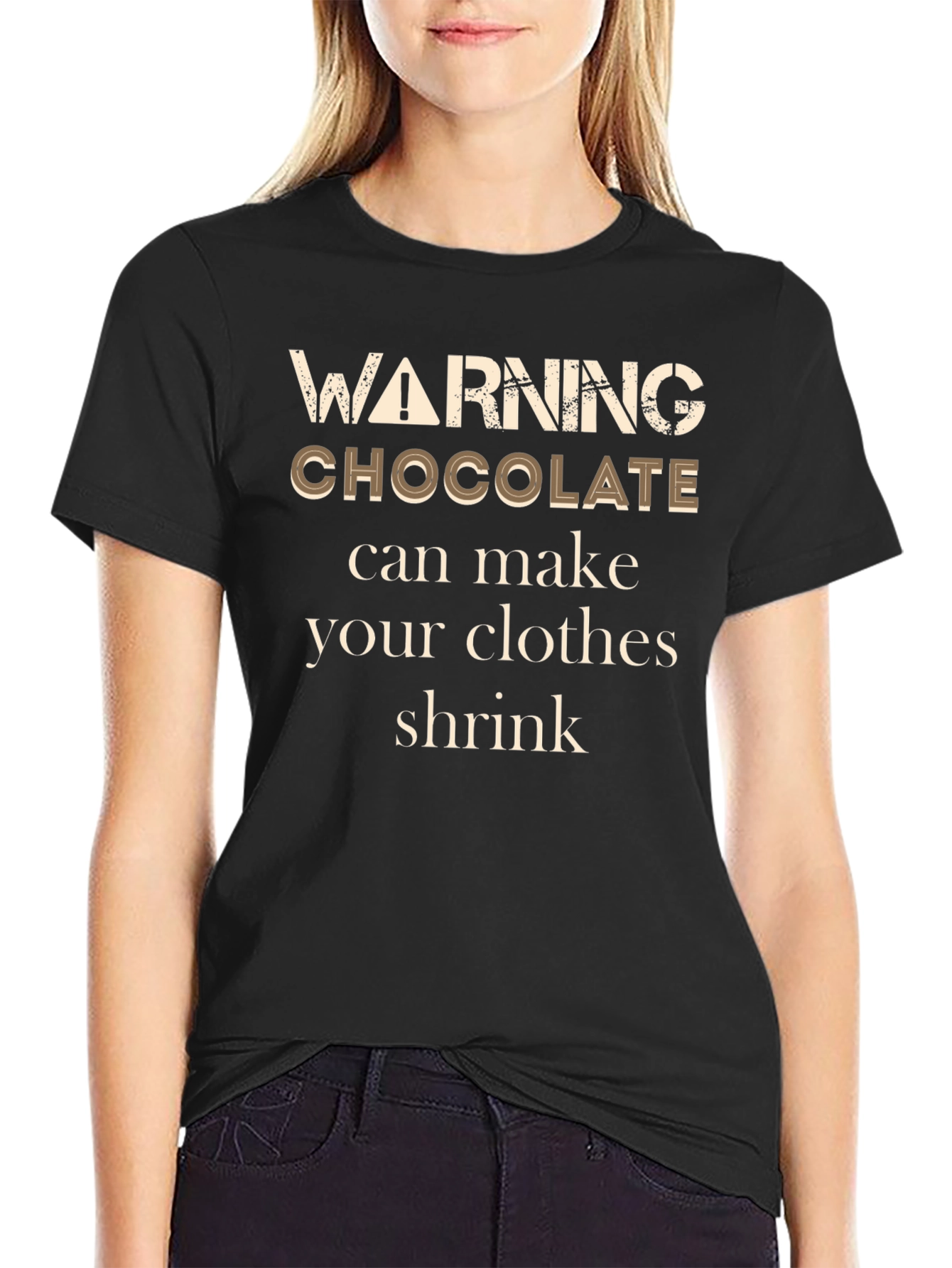 Black Funny Chocolate Warning T-Shirt view 2