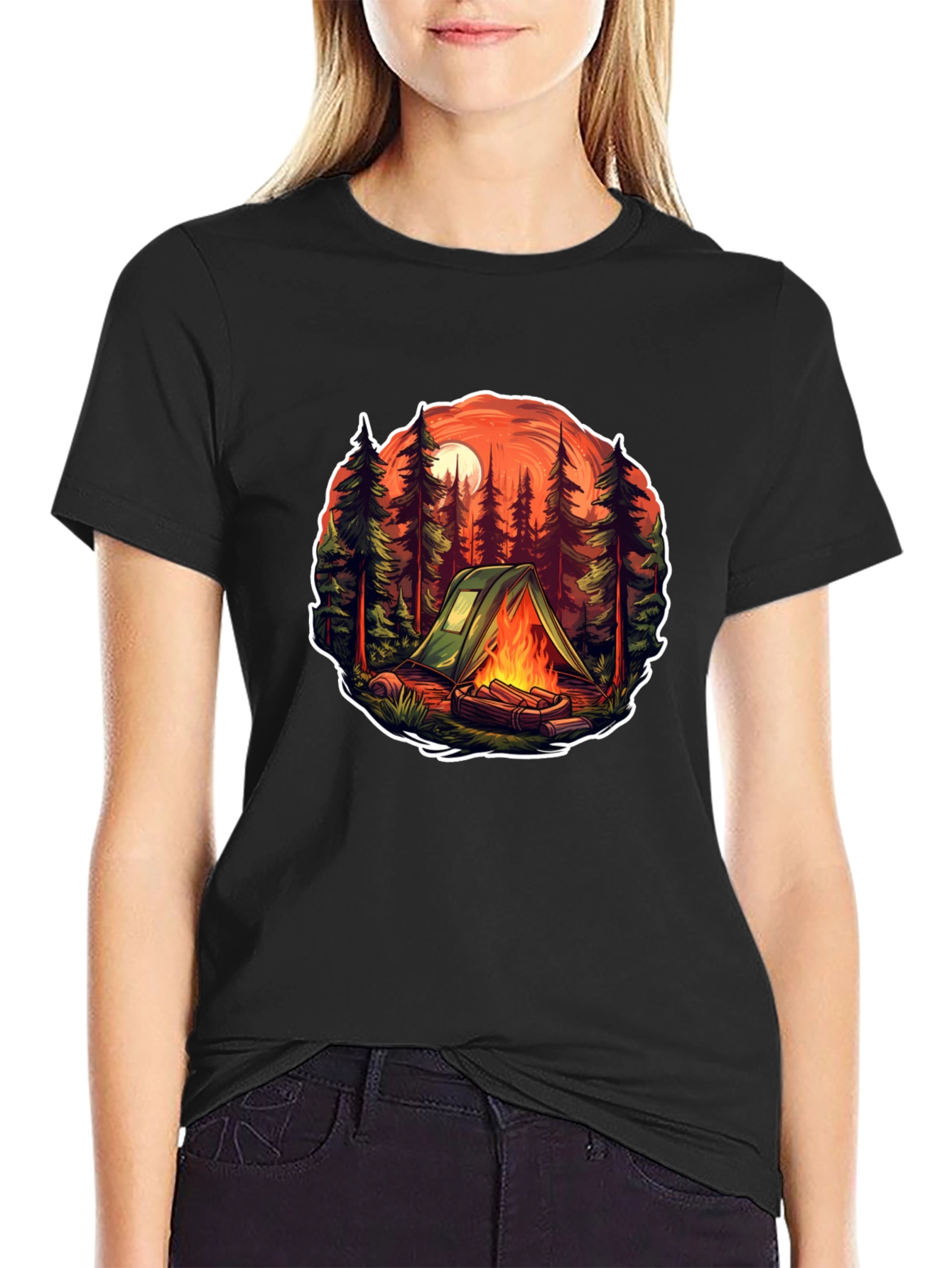 Black Camping Trip Graphic T-Shirt view 2