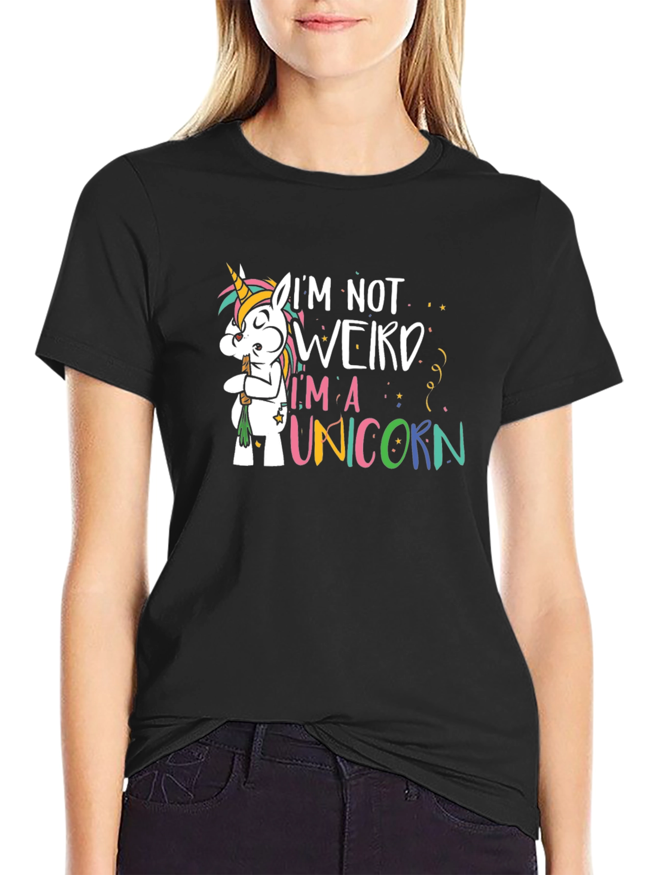 Black I'm Not Weird I'm A Unicorn Black T-Shirt view 2