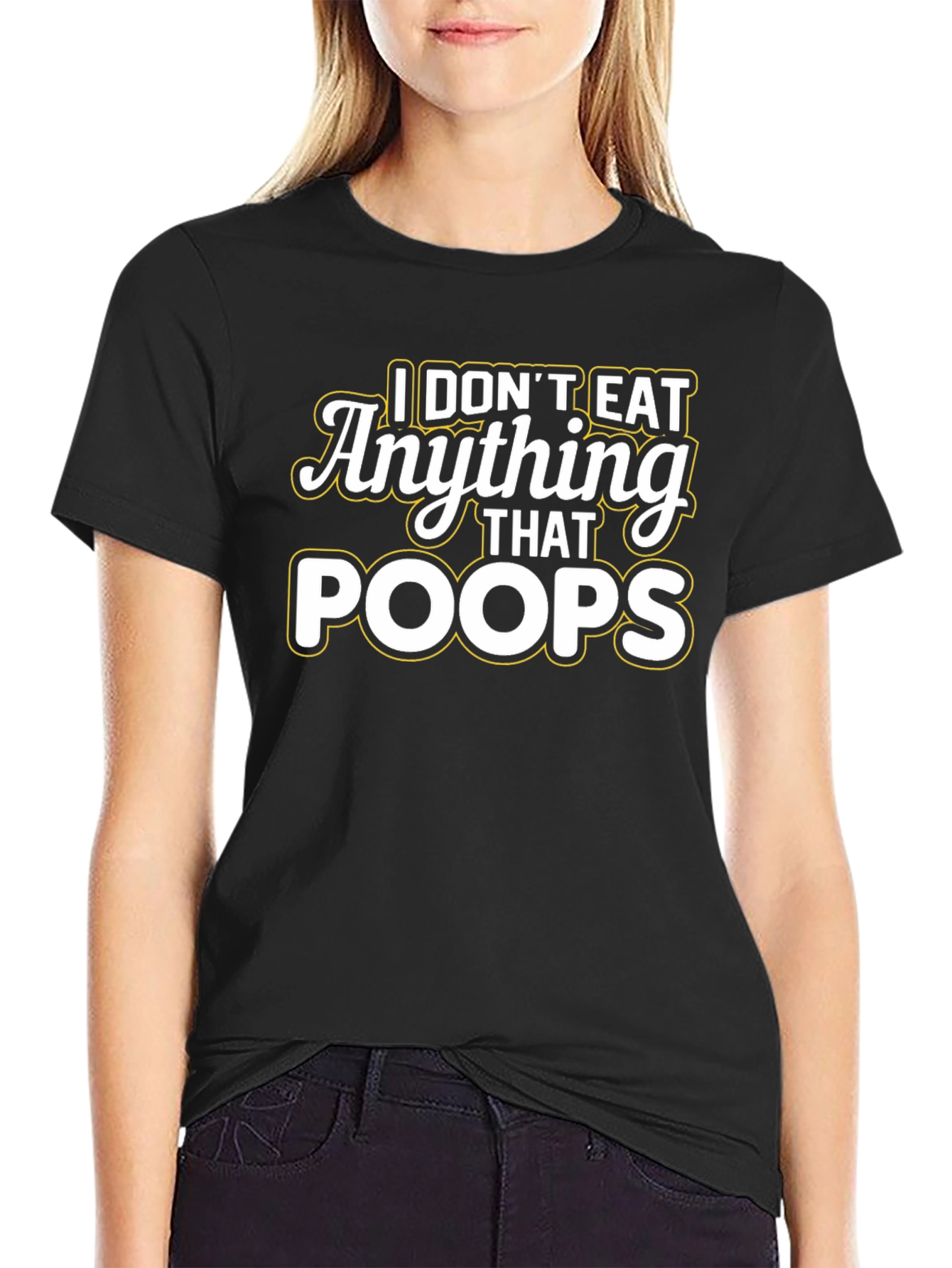 Black Vegan T-Shirt - I Don't Eat Anything That Poops view 2
