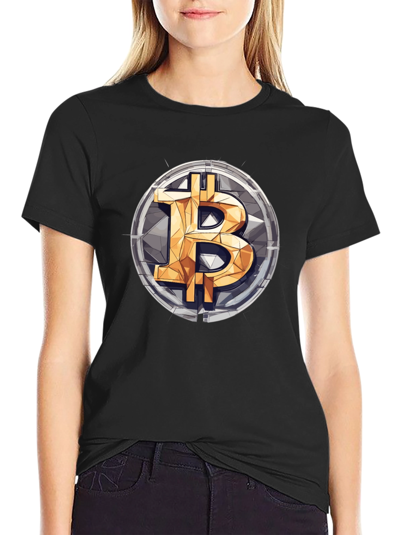 Bitcoin Logo Graphic Print T-Shirt - 2