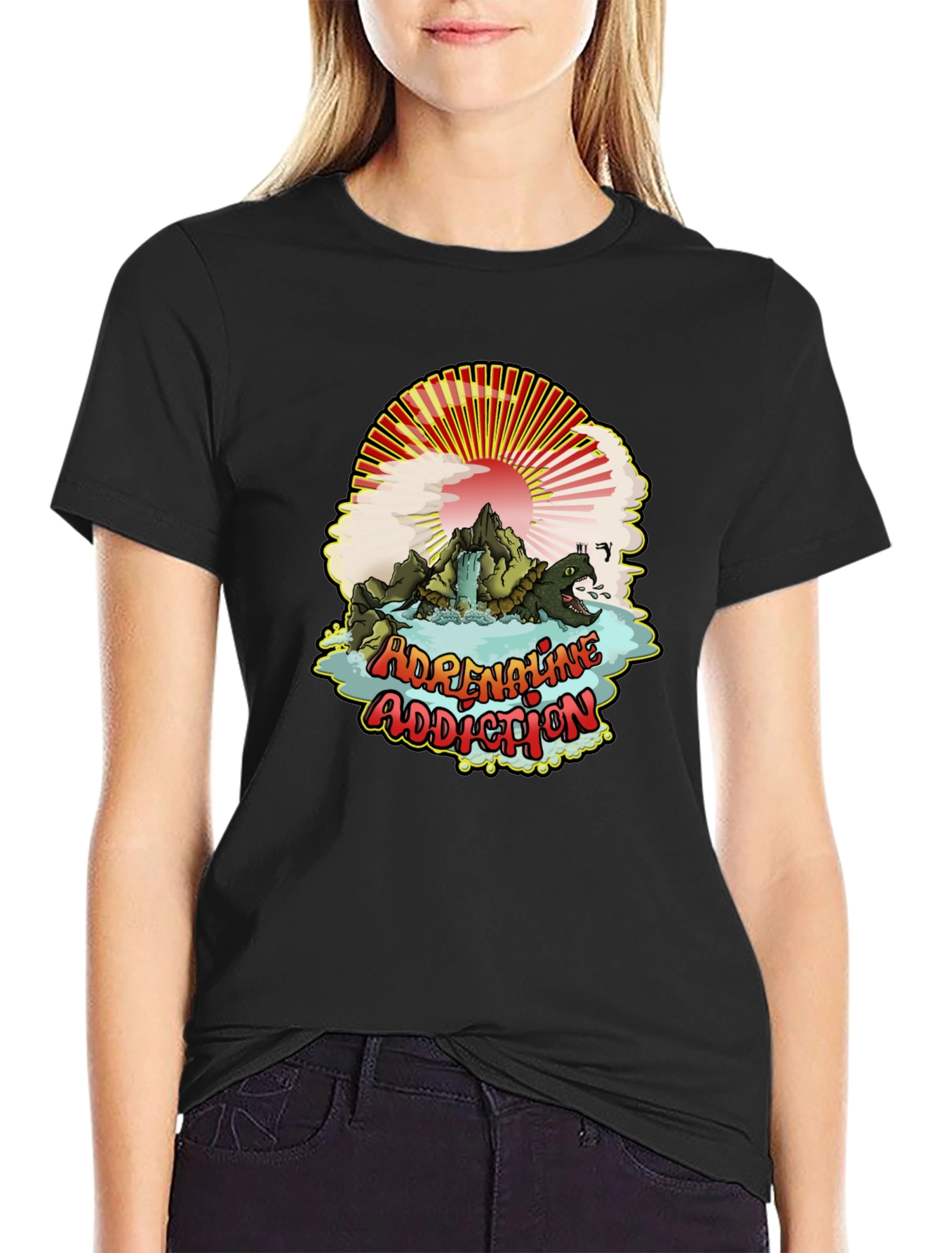 Black Adrenaline Addiction T-Shirt - Mountain Turtle Design view 2
