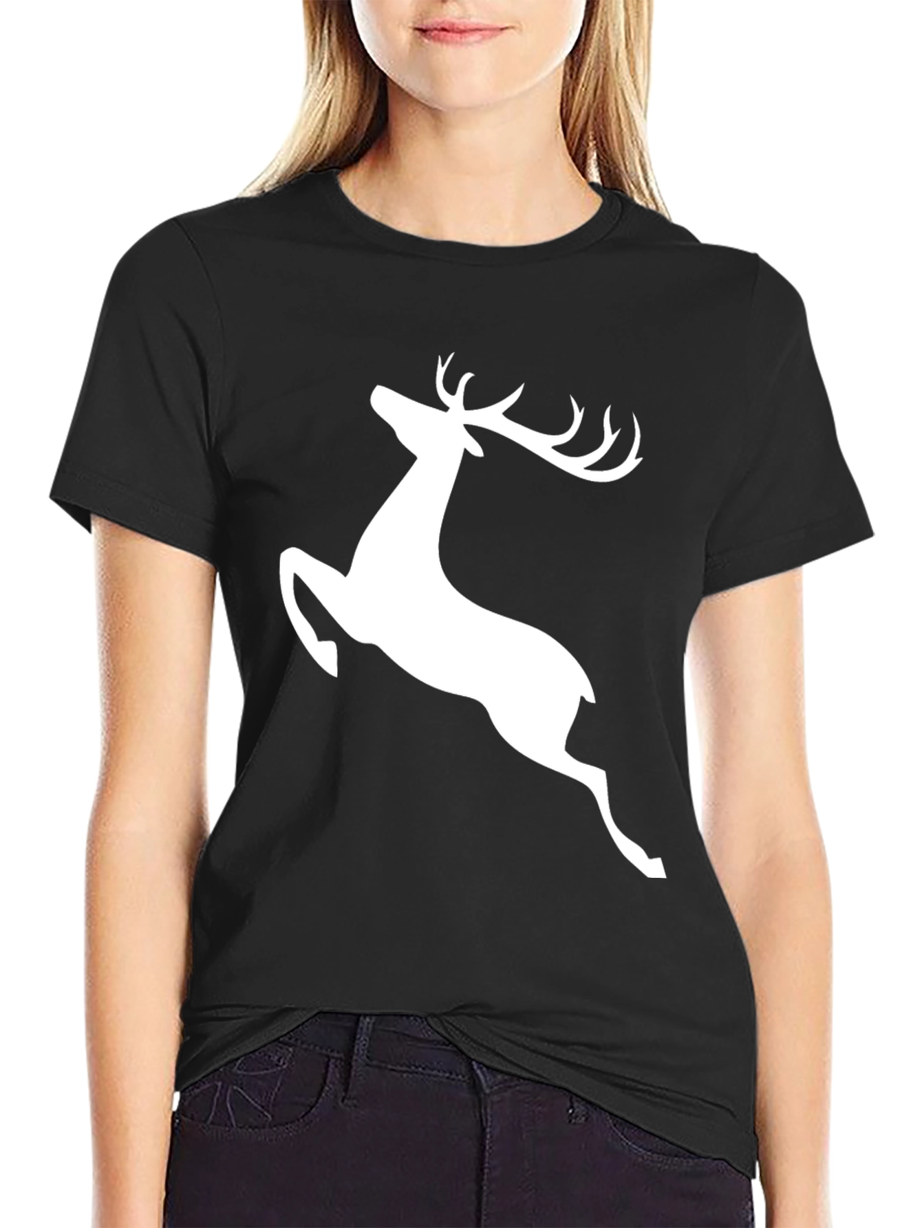 Black Black Deer Graphic Tee - Men's Casual T-Shirt view 2