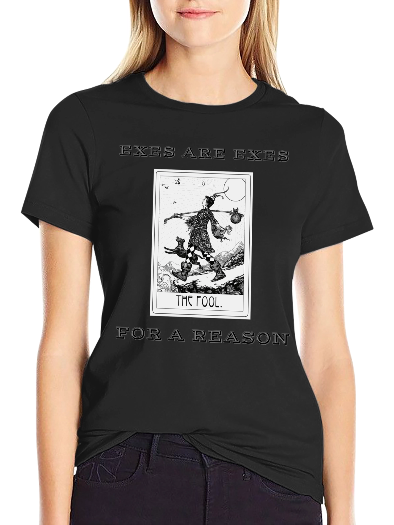 Black Exes Are Exes For A Reason Tarot Fool Graphic Tee view 2