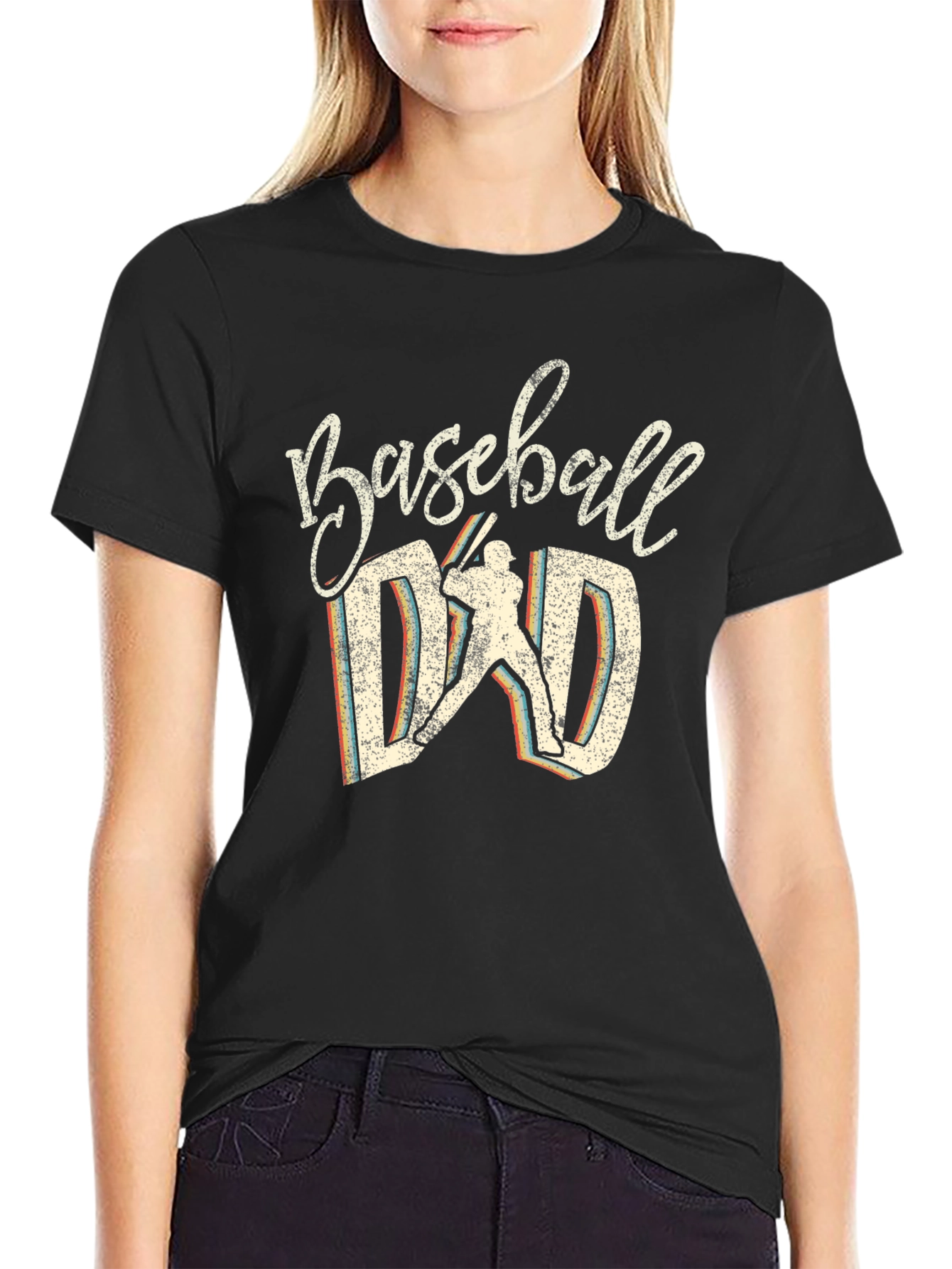 Black Baseball Dad Graphic Tee - Black Cotton view 2