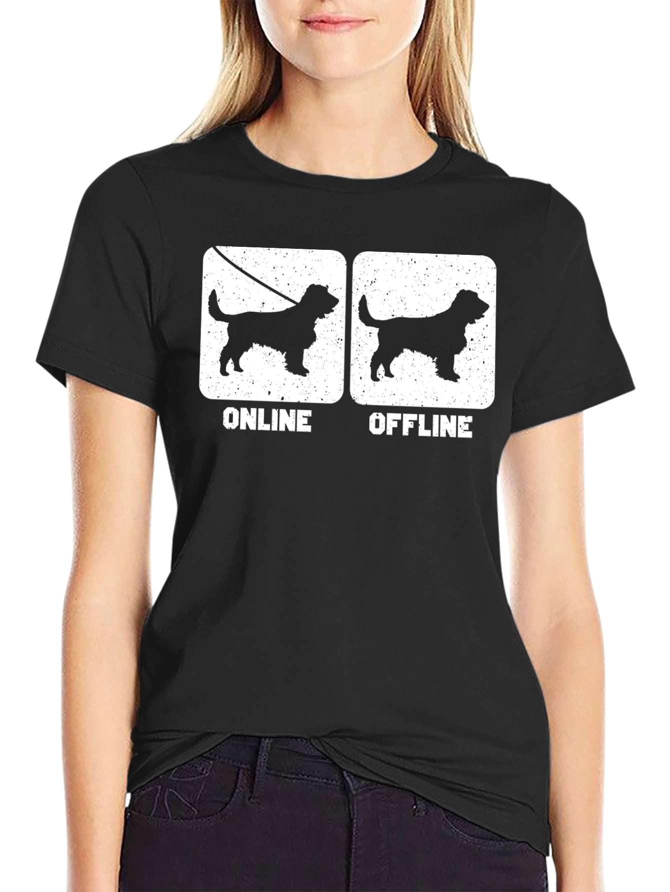Black Online/Offline Dog T-Shirt - Black view 2