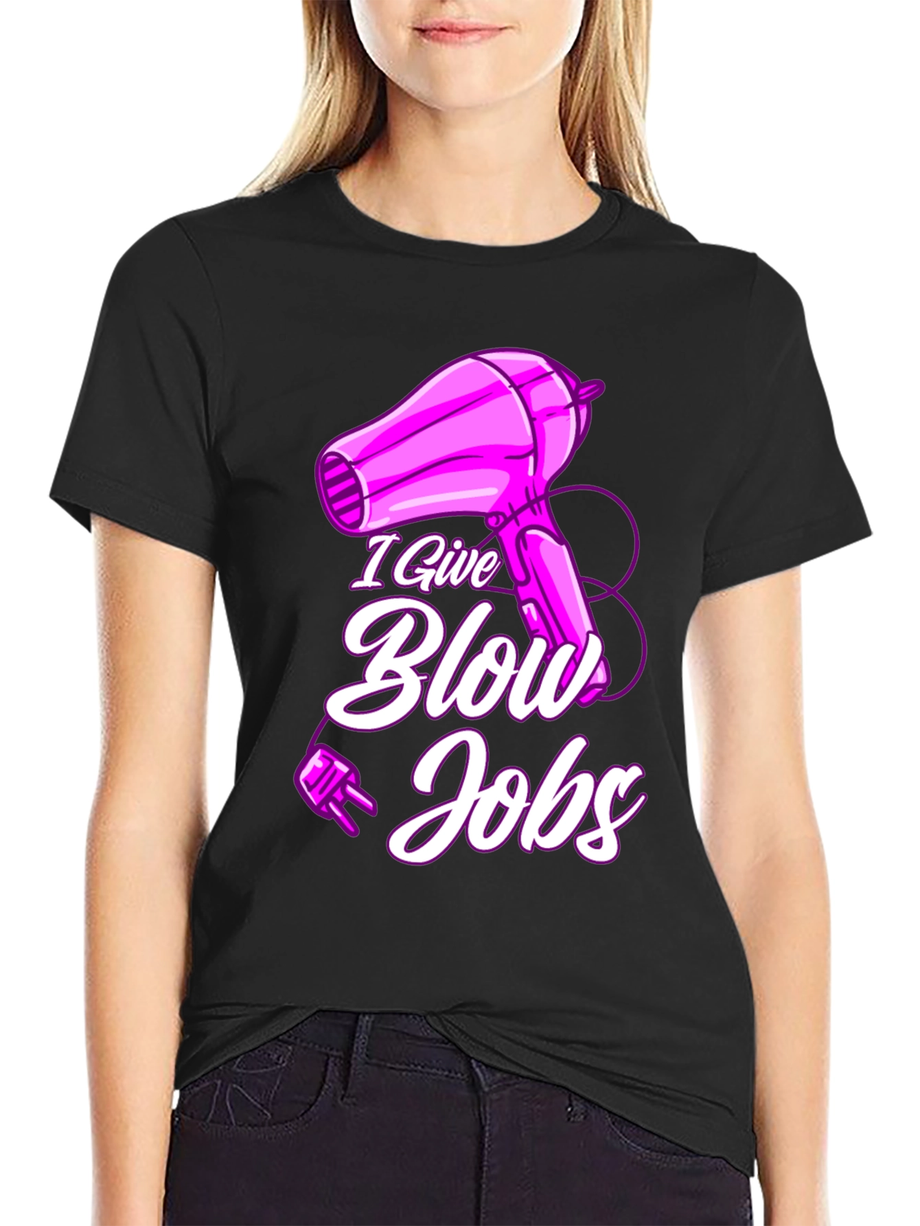 Black Humorous "I Give Blow Jobs" T-Shirt view 2