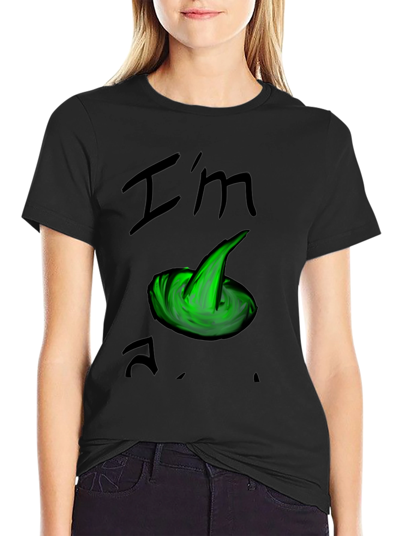 Black I'm A Worm! Funny Graphic Black T-Shirt view 2