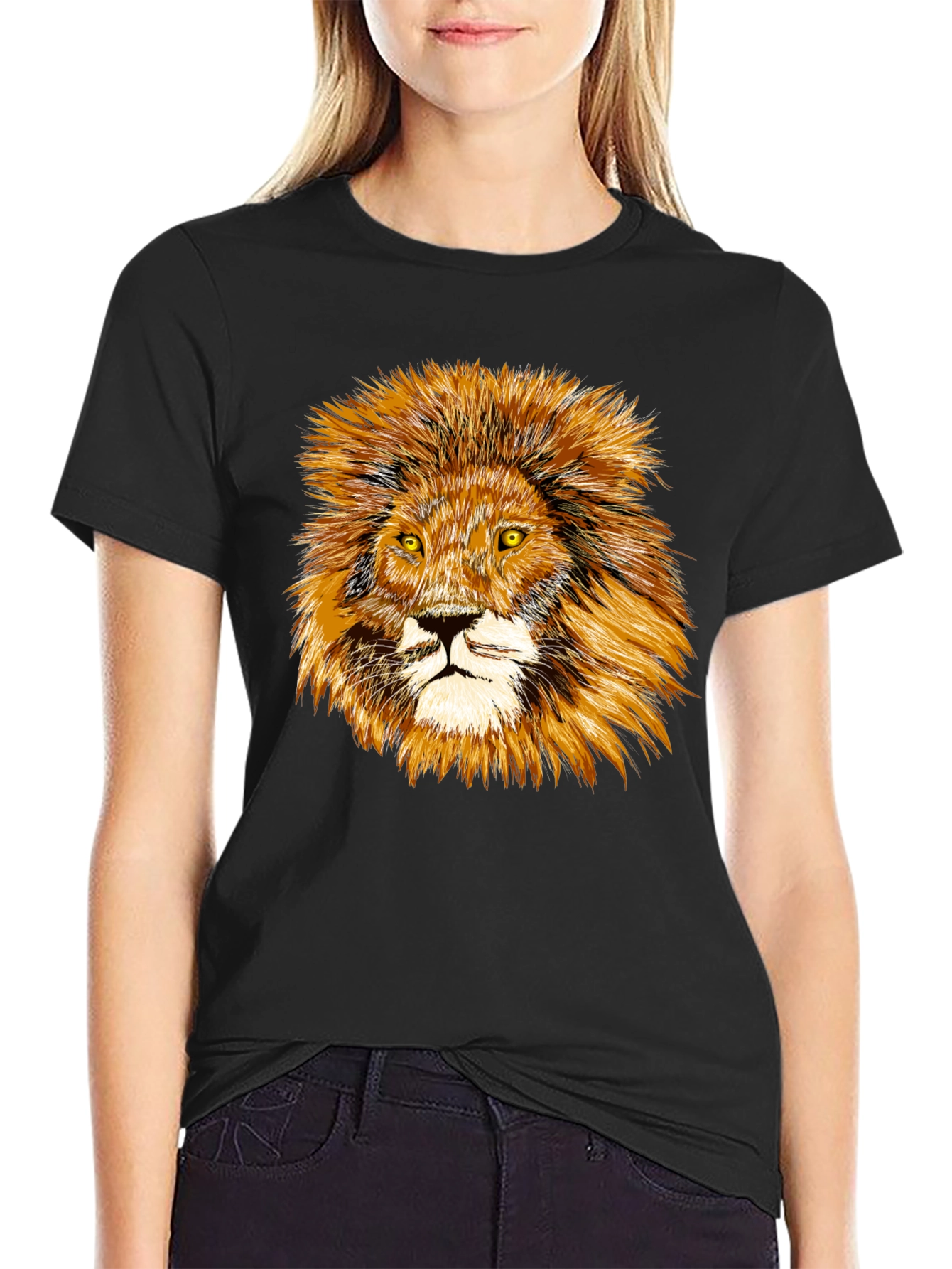 Black Lion Graphic Tee - Black Cotton Comfort view 2