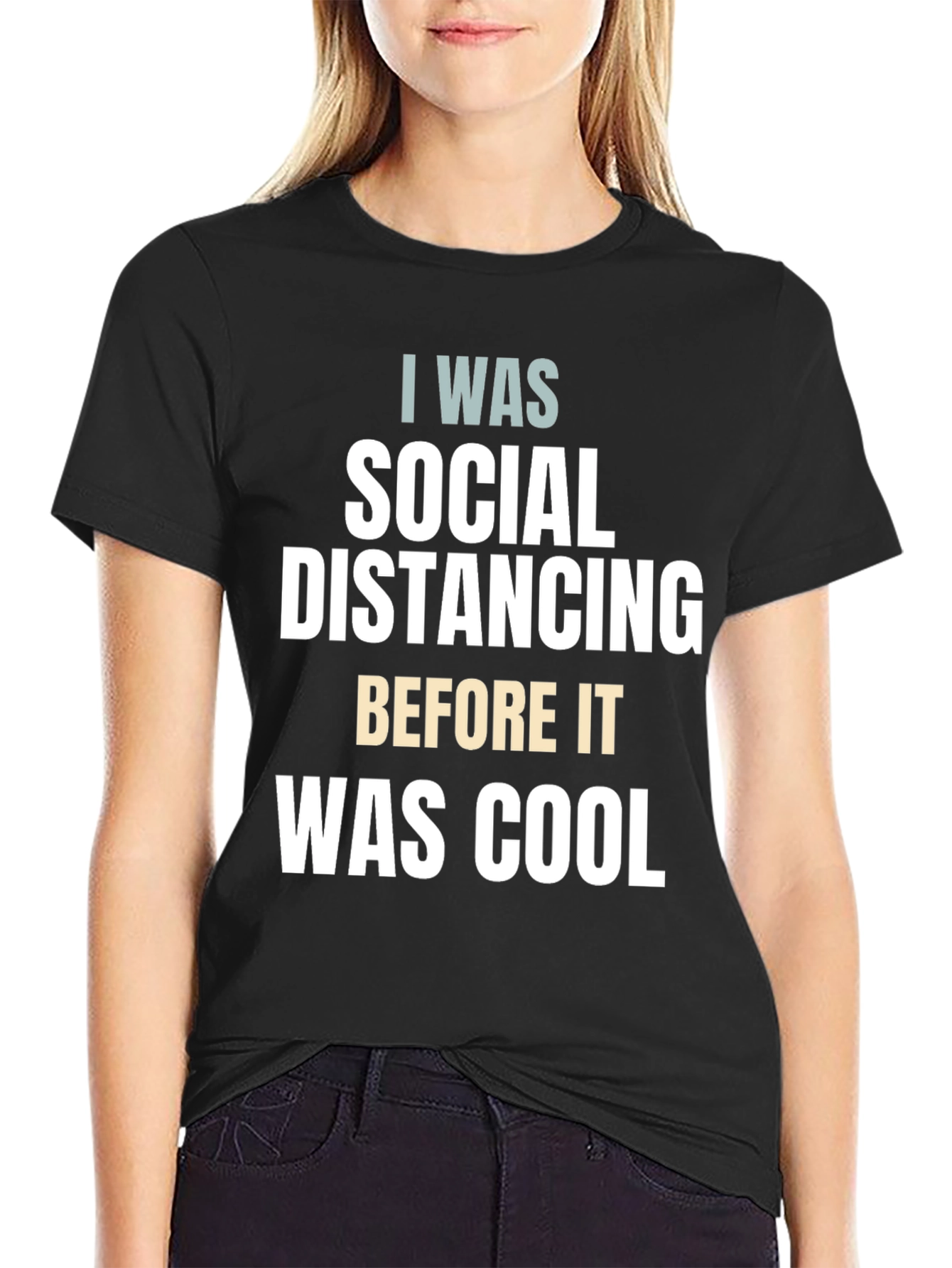 Black Social Distancing Funny Graphic Tee view 2